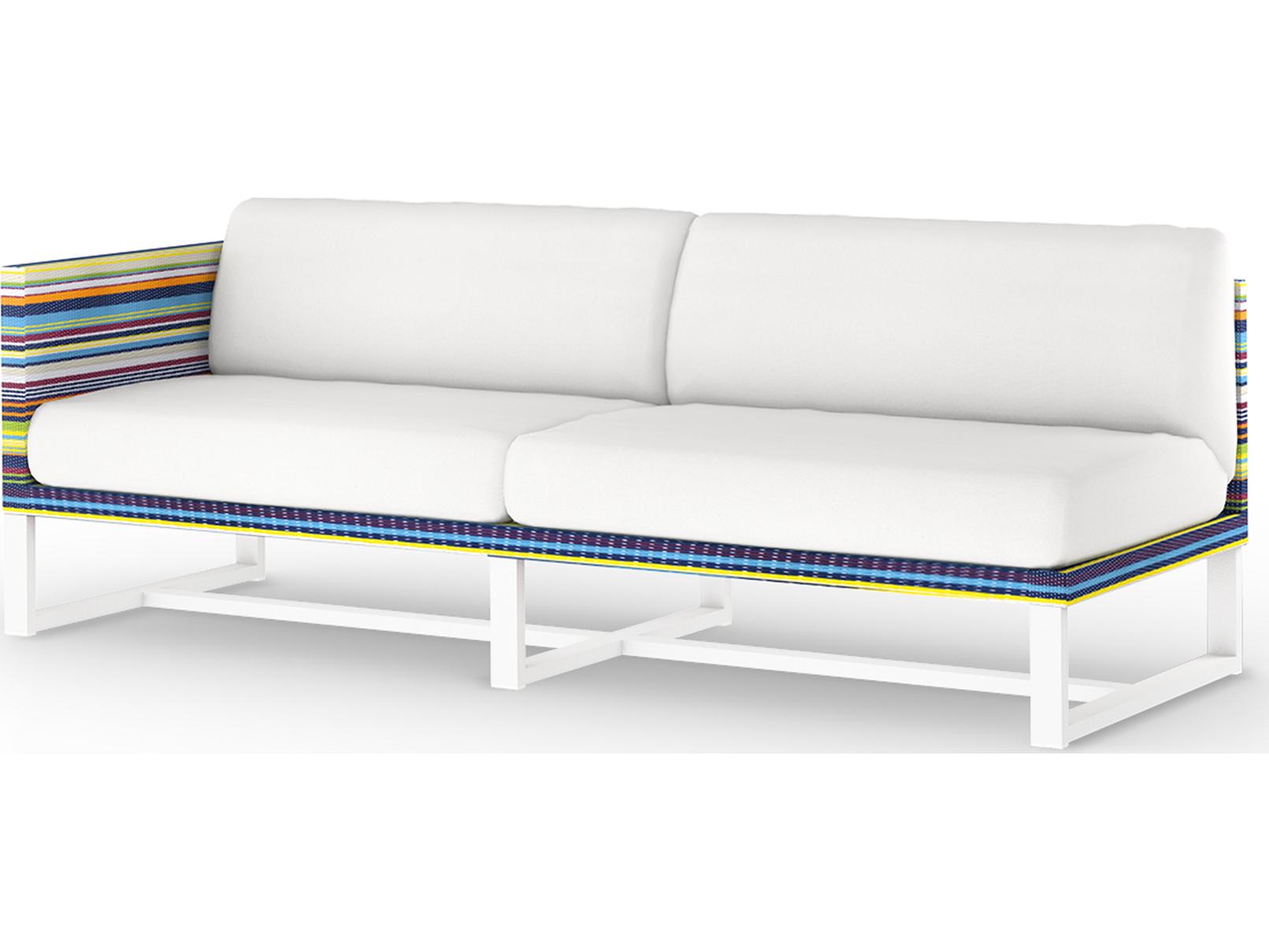 MamaGreen Stripe Aluminum Cushion Modular Right Arm Outdoor Loveseat
