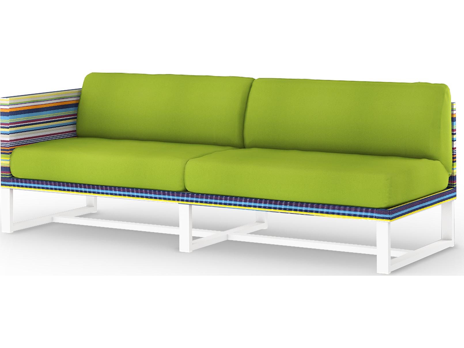 MamaGreen Stripe Aluminum Cushion Modular Right Arm Outdoor Loveseat