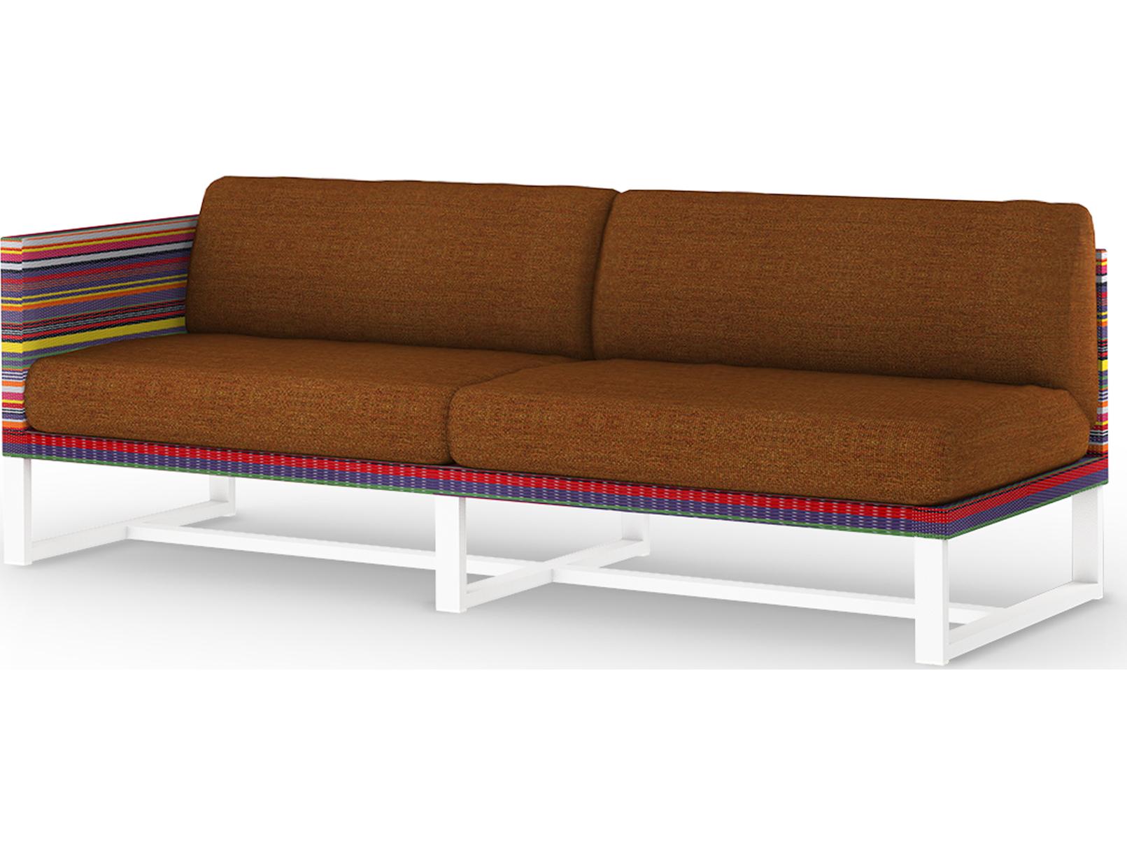 MamaGreen Stripe Aluminum Cushion Modular Right Arm Outdoor Loveseat