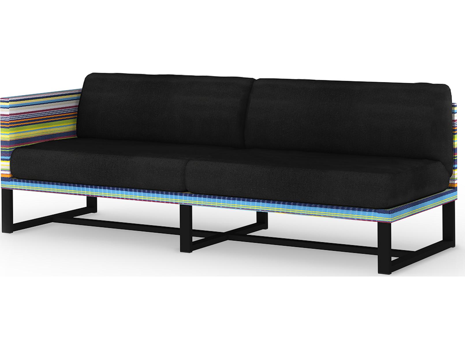 MamaGreen Stripe Aluminum Cushion Modular Right Arm Outdoor Loveseat