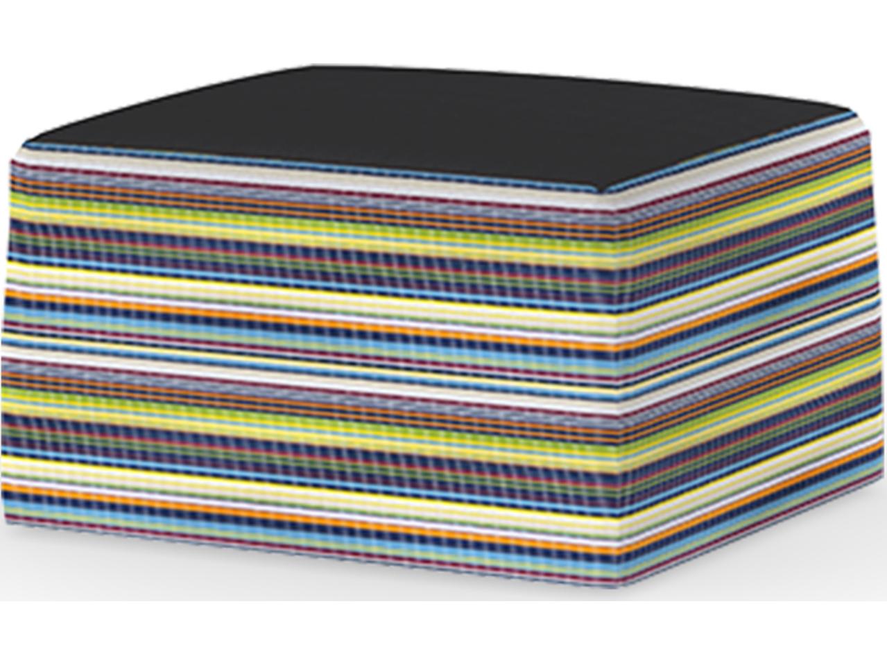 MamaGreen Stripe Fabric Cushion Patio Ottoman