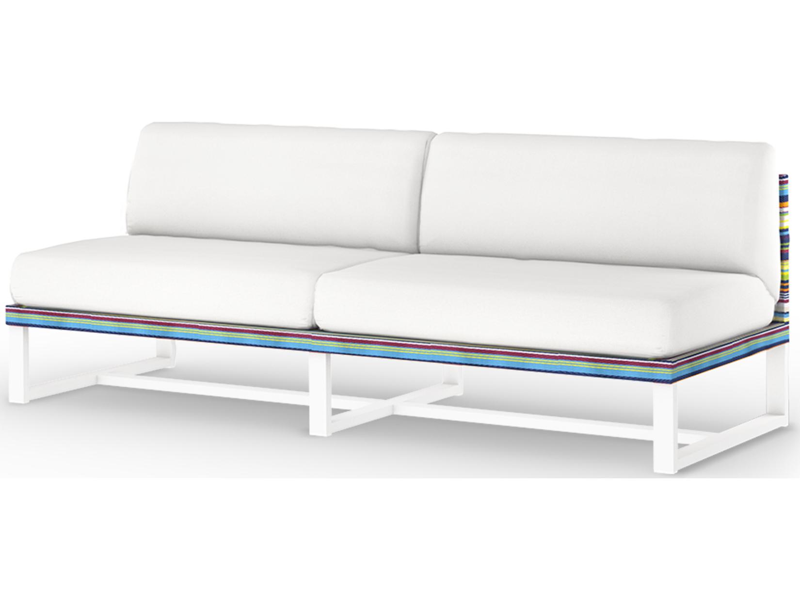 MamaGreen Stripe Aluminum Cushion Modular Patio Loveseat