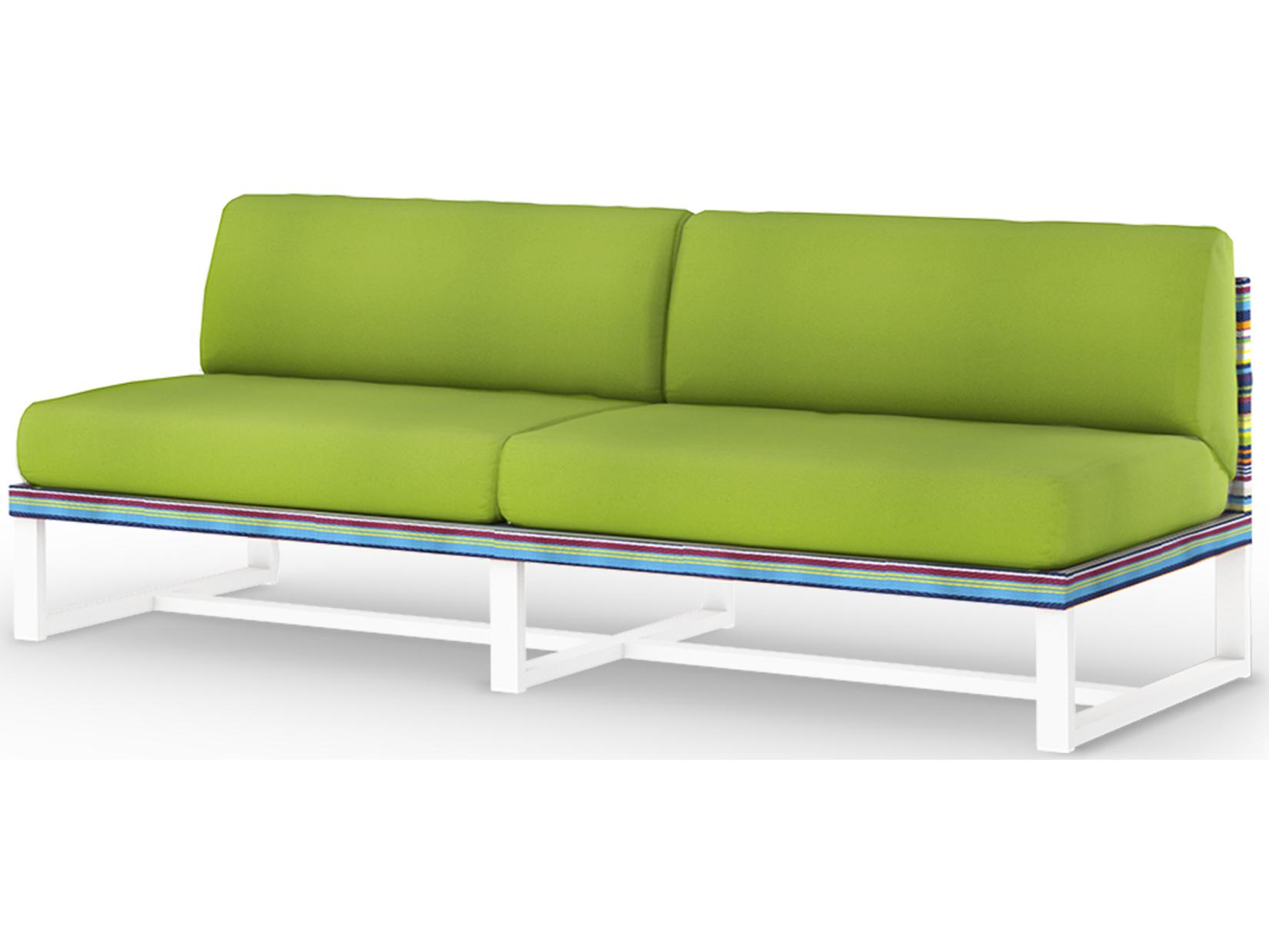 MamaGreen Stripe Aluminum Cushion Modular Patio Loveseat