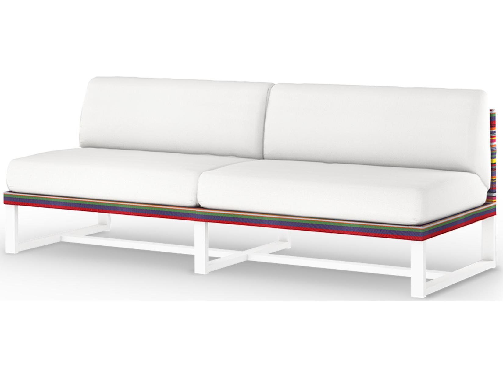 MamaGreen Stripe Aluminum Cushion Modular Patio Loveseat