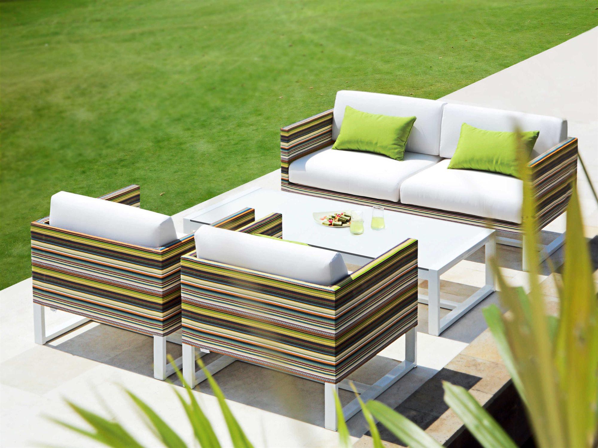 Mamagreen Stripe Aluminum Cushion Outdoor Patio Lounge Set