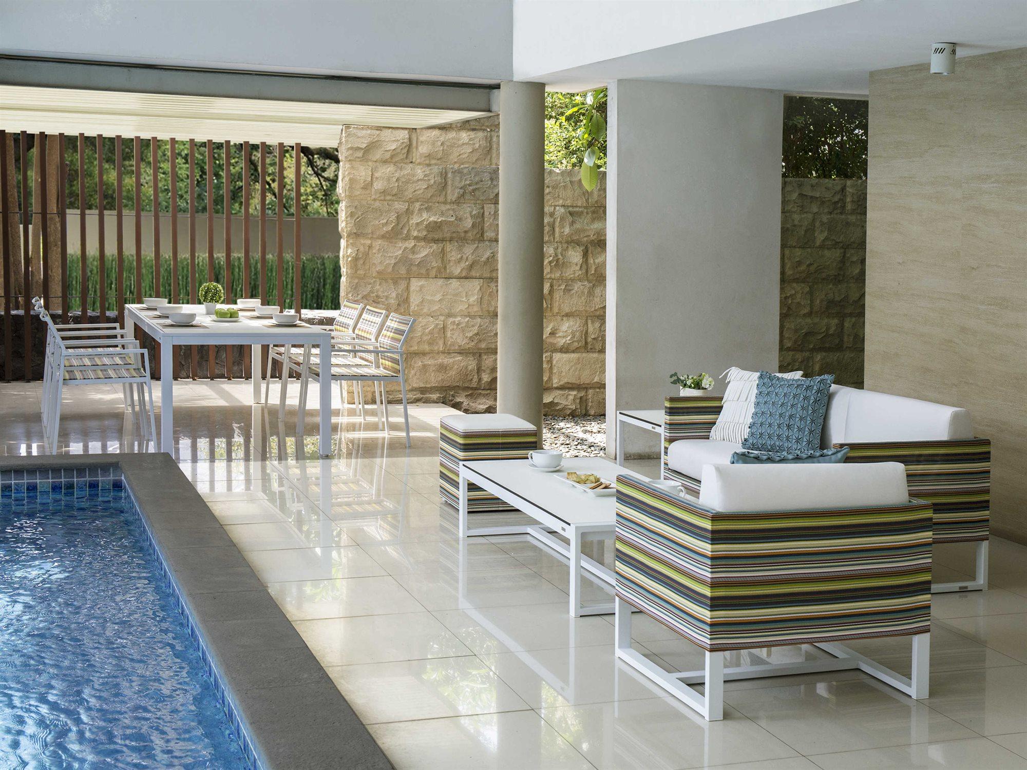 Mamagreen Stripe Aluminum Cushion Outdoor Lounge Set