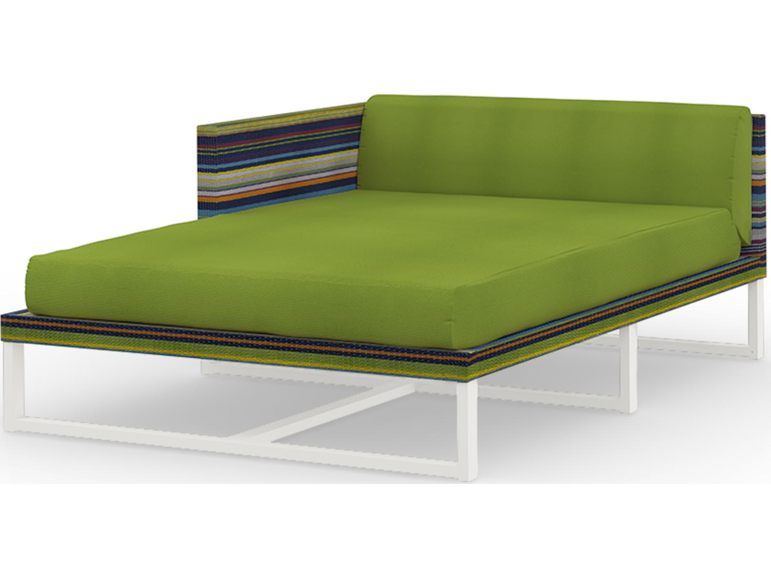 MamaGreen Stripe Aluminum Cushion Right Arm Outdoor Chaise Lounge