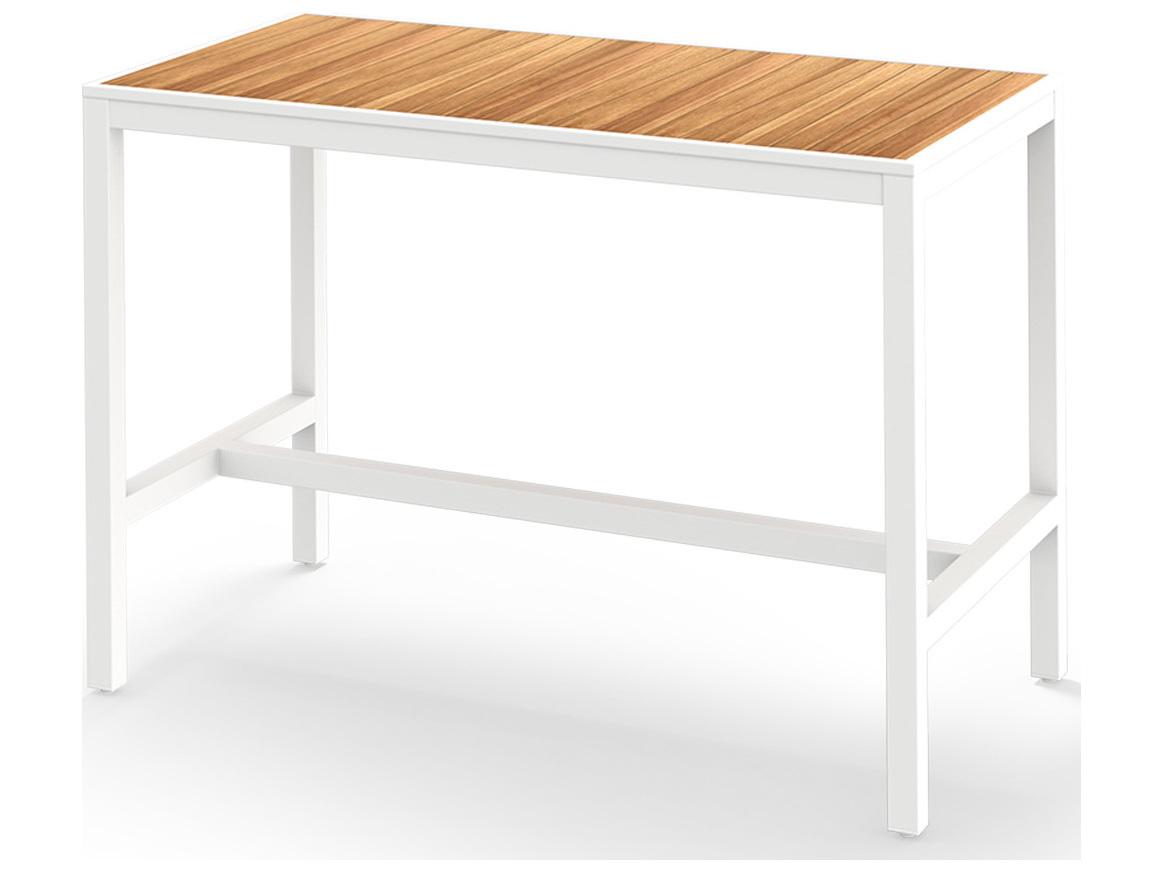 MamaGreen Allux Aluminum Rectangular Abstract Slats Top Patio Bar Table