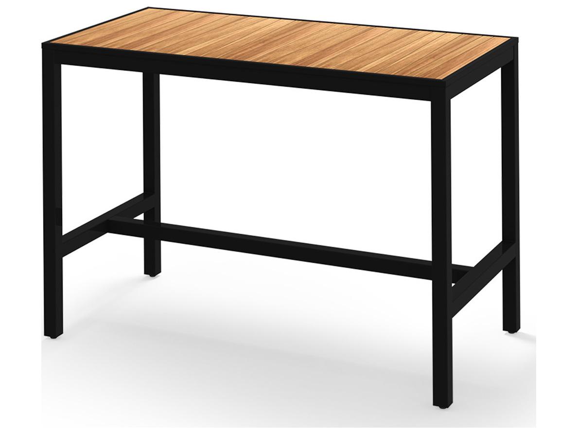 MamaGreen Allux Aluminum Rectangular Abstract Slats Top Patio Bar Table