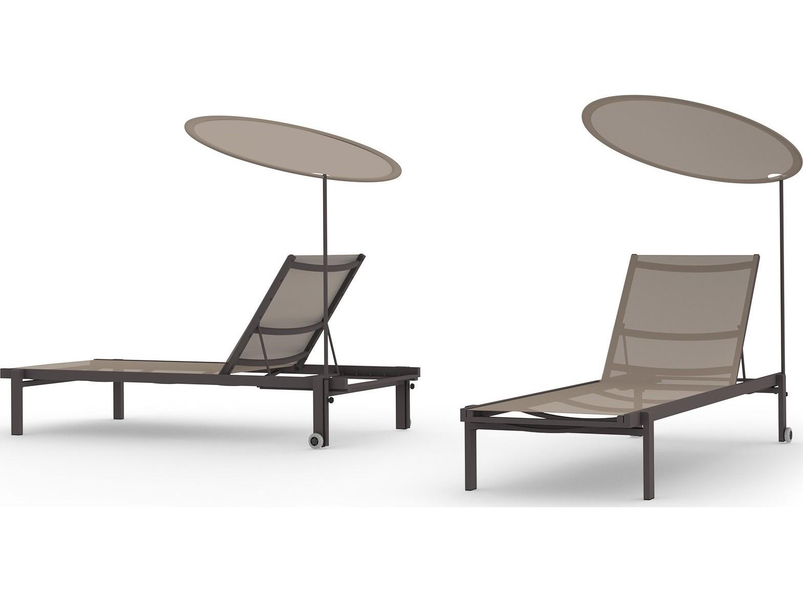 MamaGreen Allux Sling Aluminum Stackable Outdoor Patio Chaise Lounge with Shade