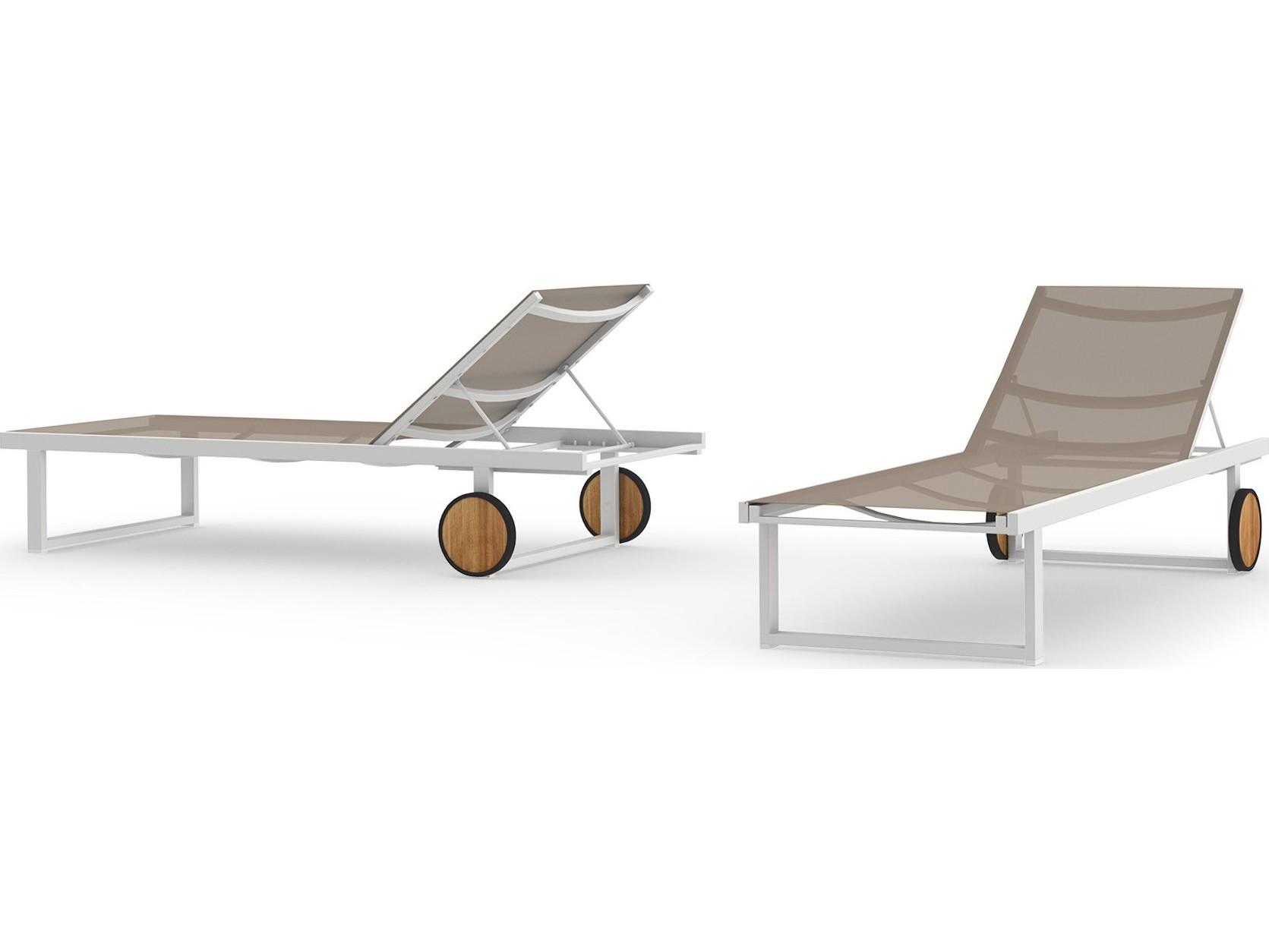 MamaGreen Allux Aluminum Sling Outdoor Chaise Lounge with Wooden Wheels