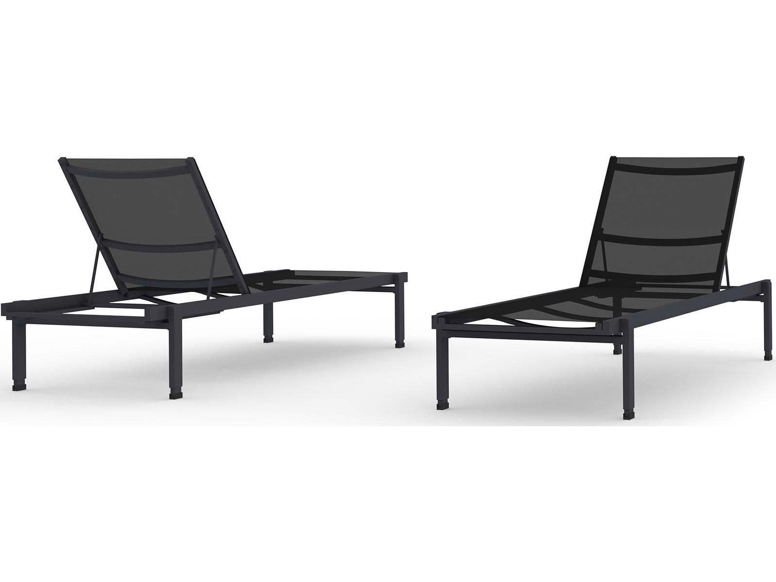 MamaGreen Allux Sling Aluminum Stackable Ledge Outdoor Patio Chaise Lounge with Shade