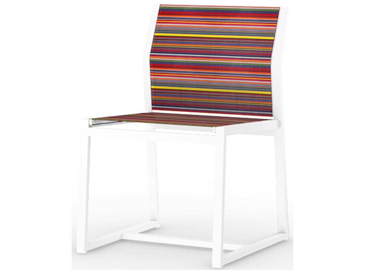 MamaGreen Stripe Aluminum Carver Outdoor Patio Dining Side Chair