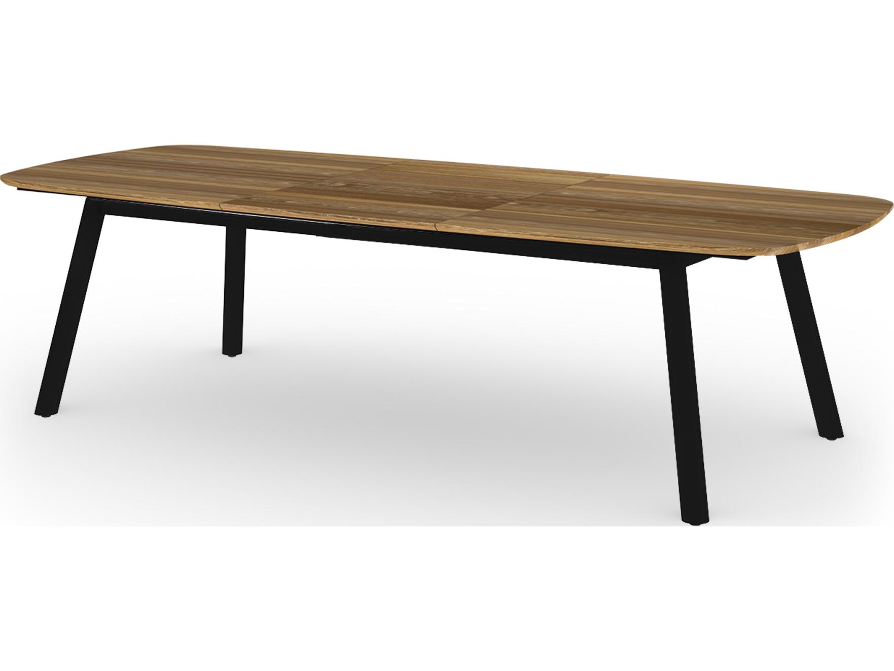 MamaGreen Zupy Aluminum Extendable Large Rectangular Patio Dining Table with Teak Top