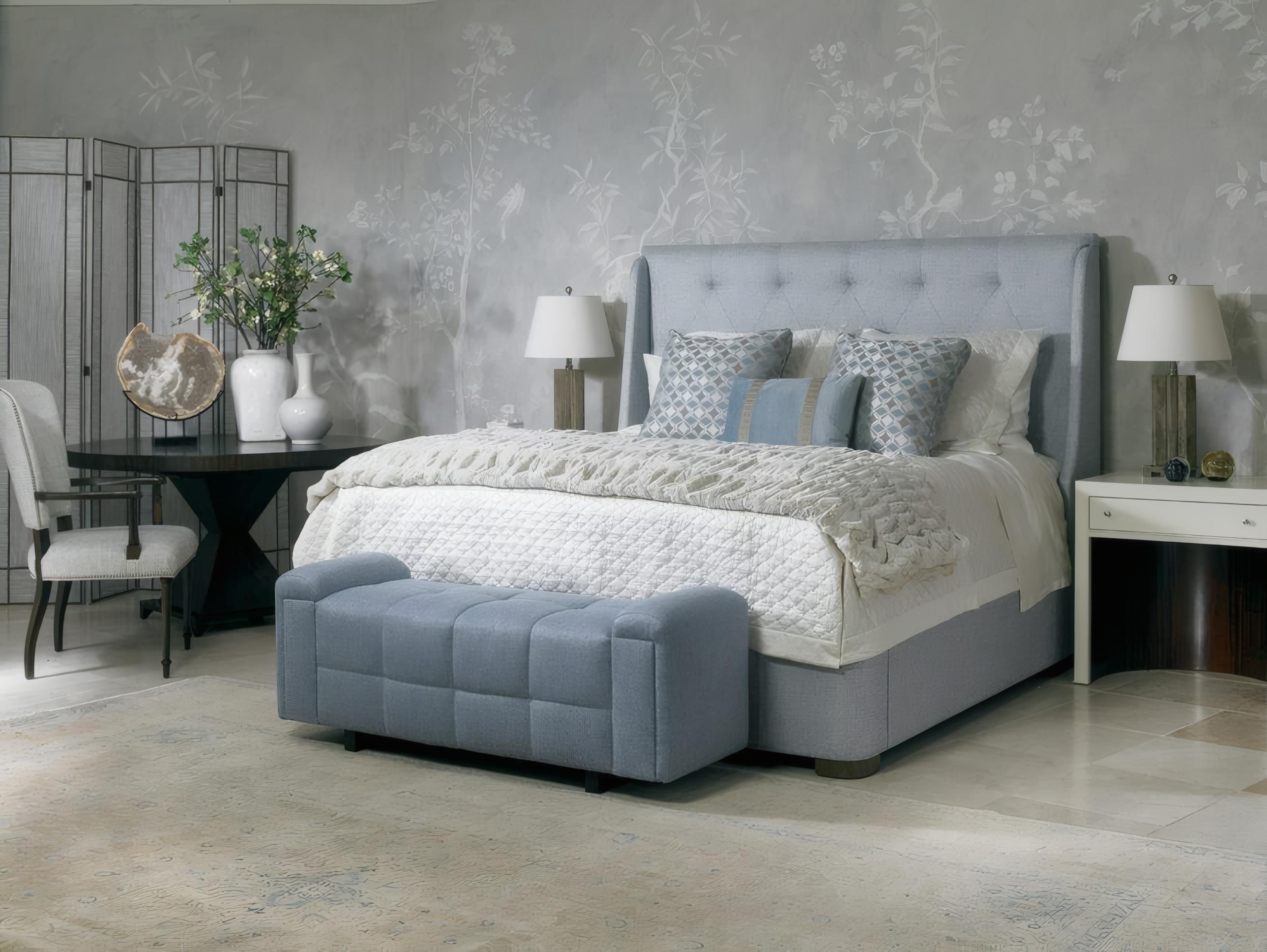 Mr. & Mrs. Howard Philip Blue Upholstered Accent Bench