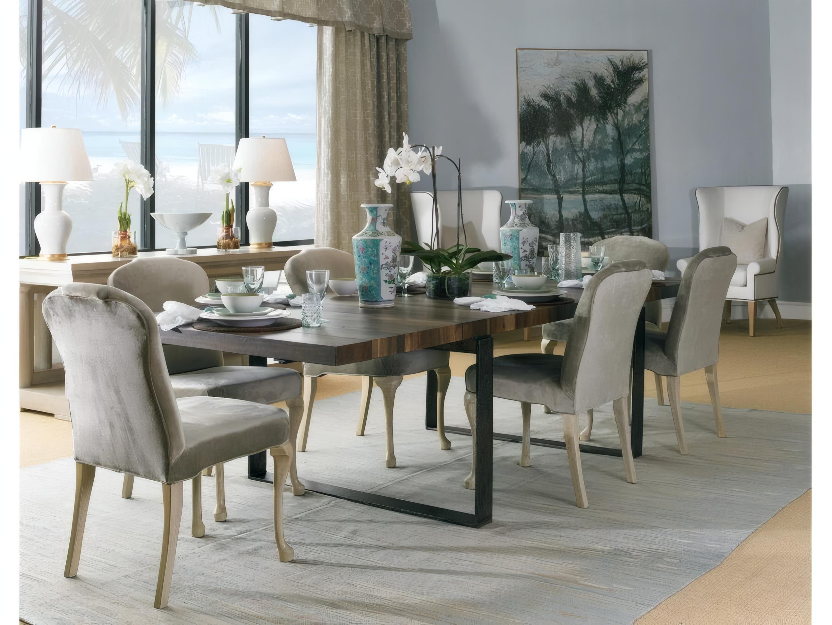 Mr. & Mrs. Howard Annies Hardwood Gray Upholstered Armless Dining Chair