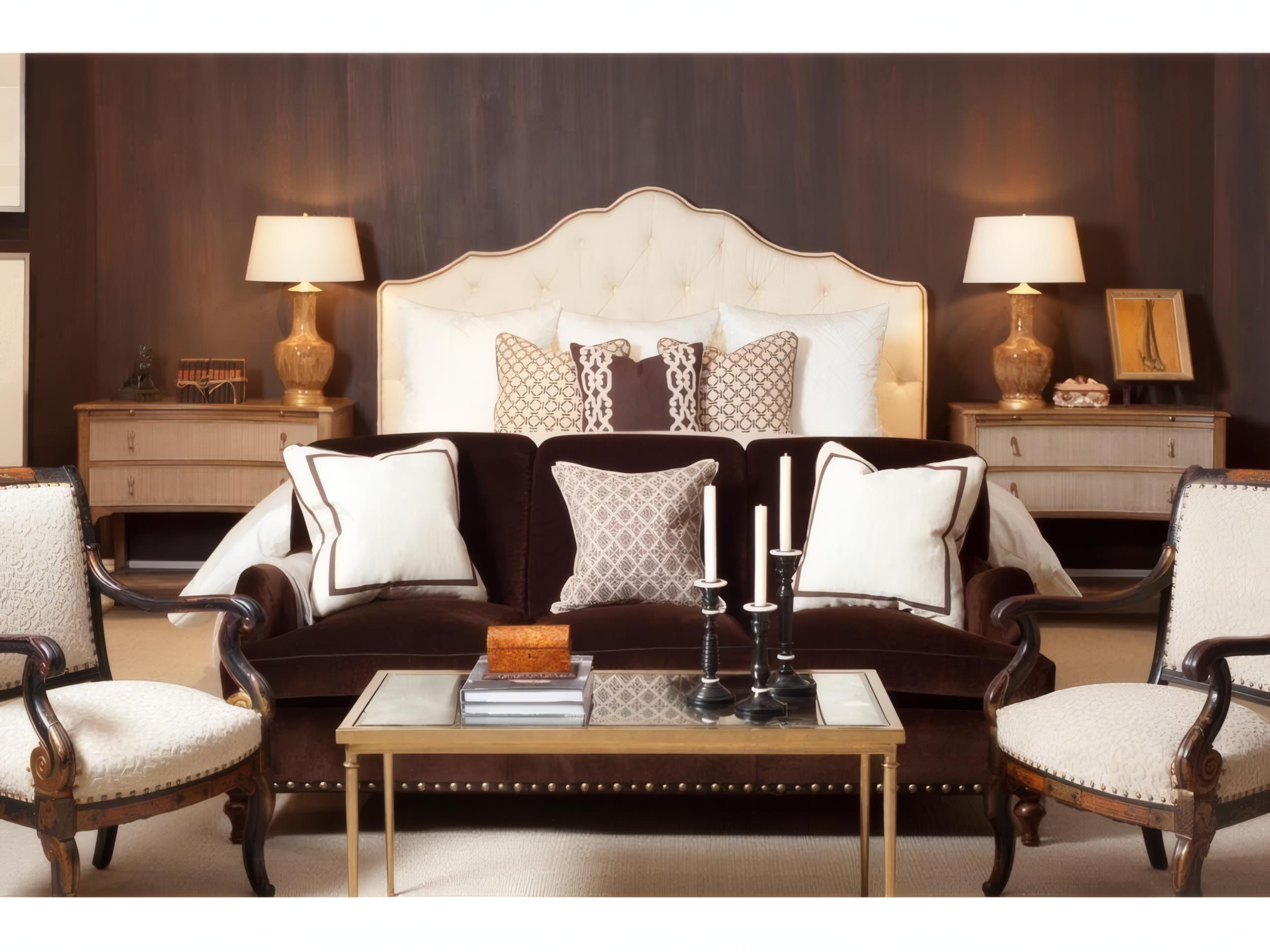 Mr. & Mrs. Howard Fairholm Brown Hardwood Upholstered Queen Panel Bed