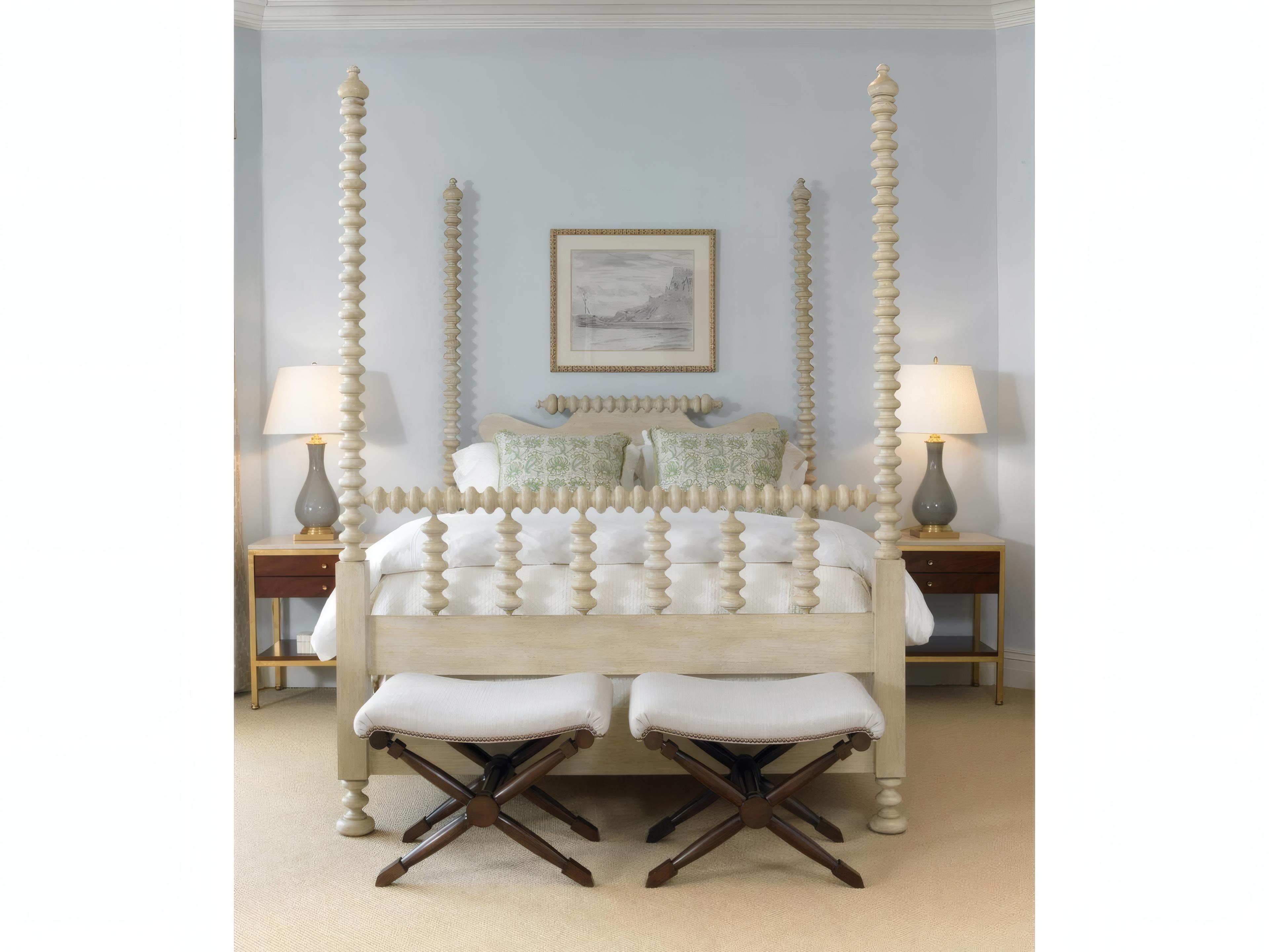 Mr. & Mrs. Howard South Hampton White Maple Wood King Poster Bed