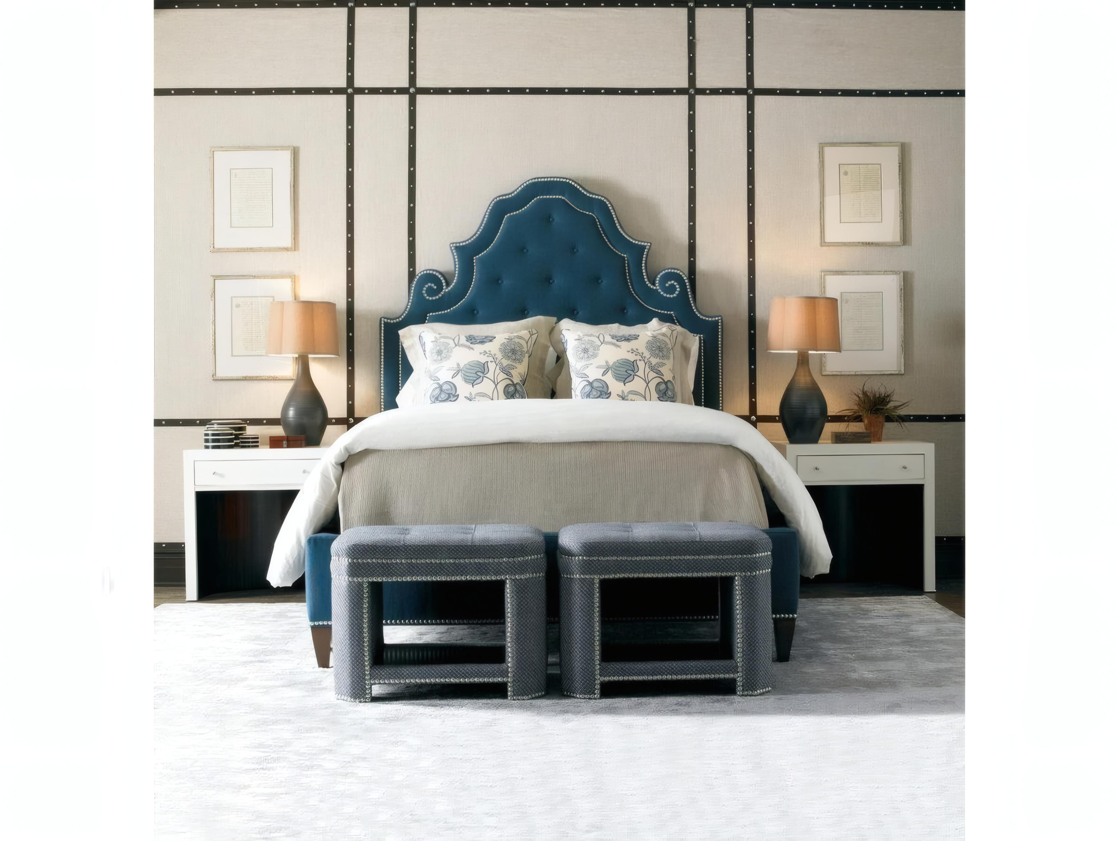 Mr. & Mrs. Howard Shelter Blue Hardwood Upholstered Queen Panel Bed