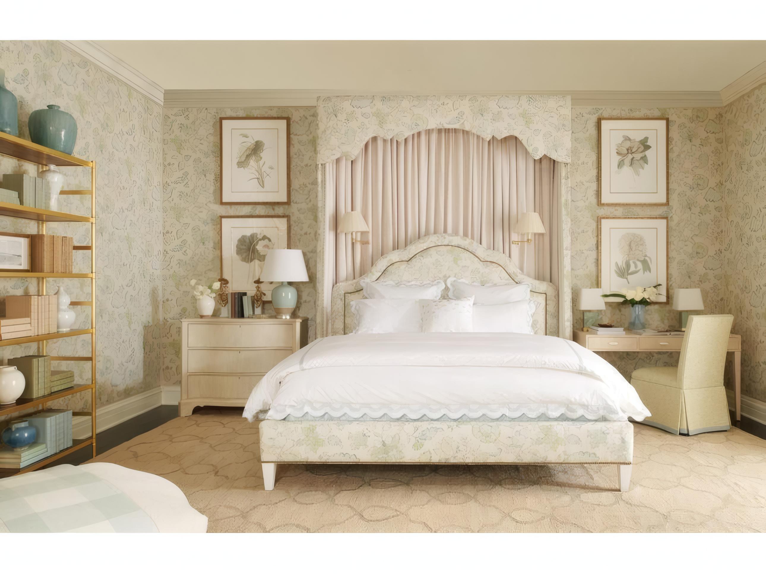 Mr. & Mrs. Howard Tigley Brown Hardwood Upholstered King Panel Bed