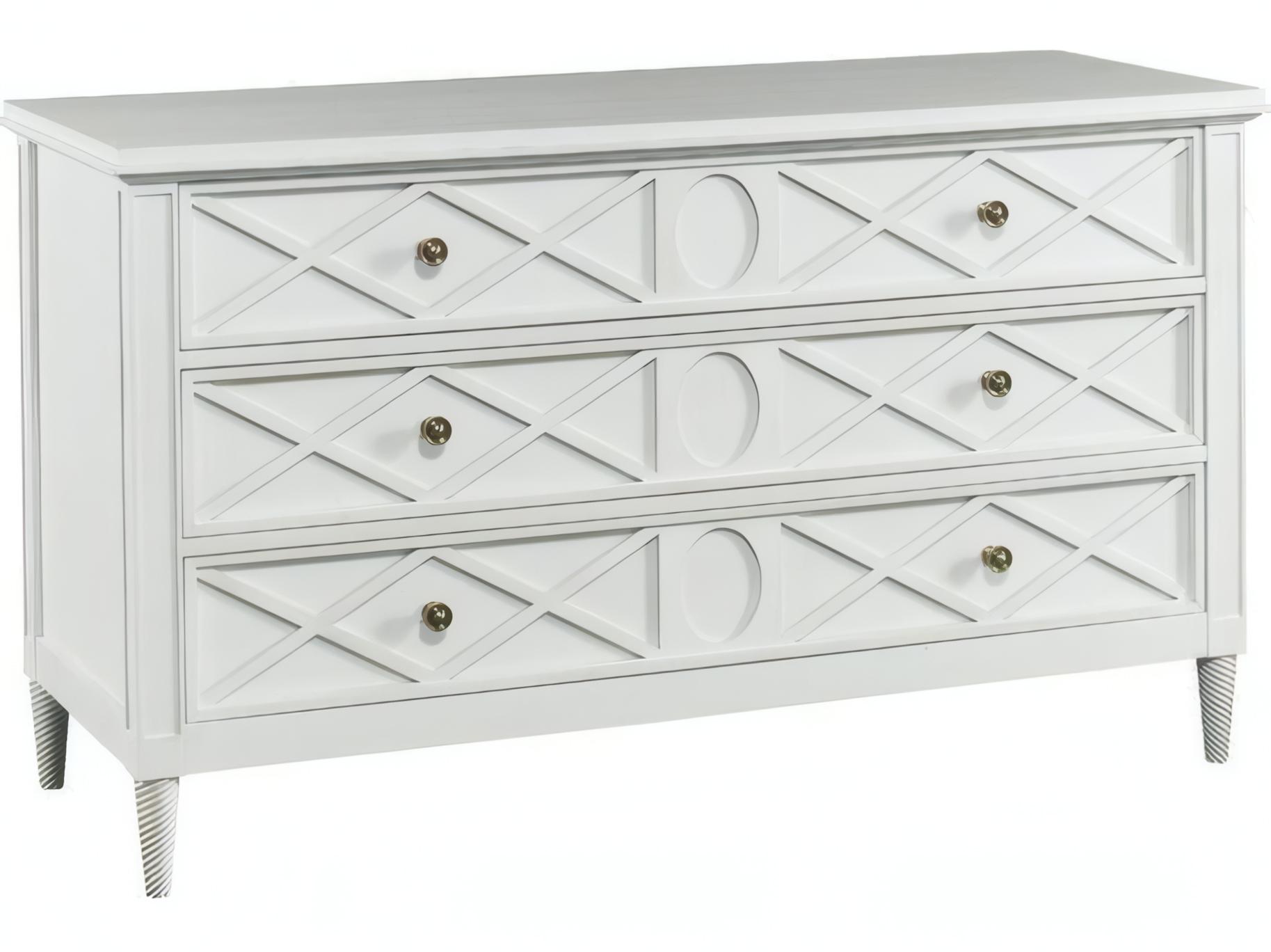 Mr. & Mrs. Howard Silhouette 3Drawers White Maple Wood Dresser