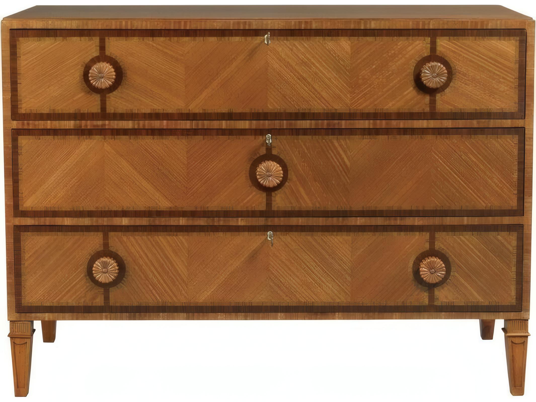 Mr. & Mrs. Howard Exotic 3Drawers Brown Mahogany Wood Dresser