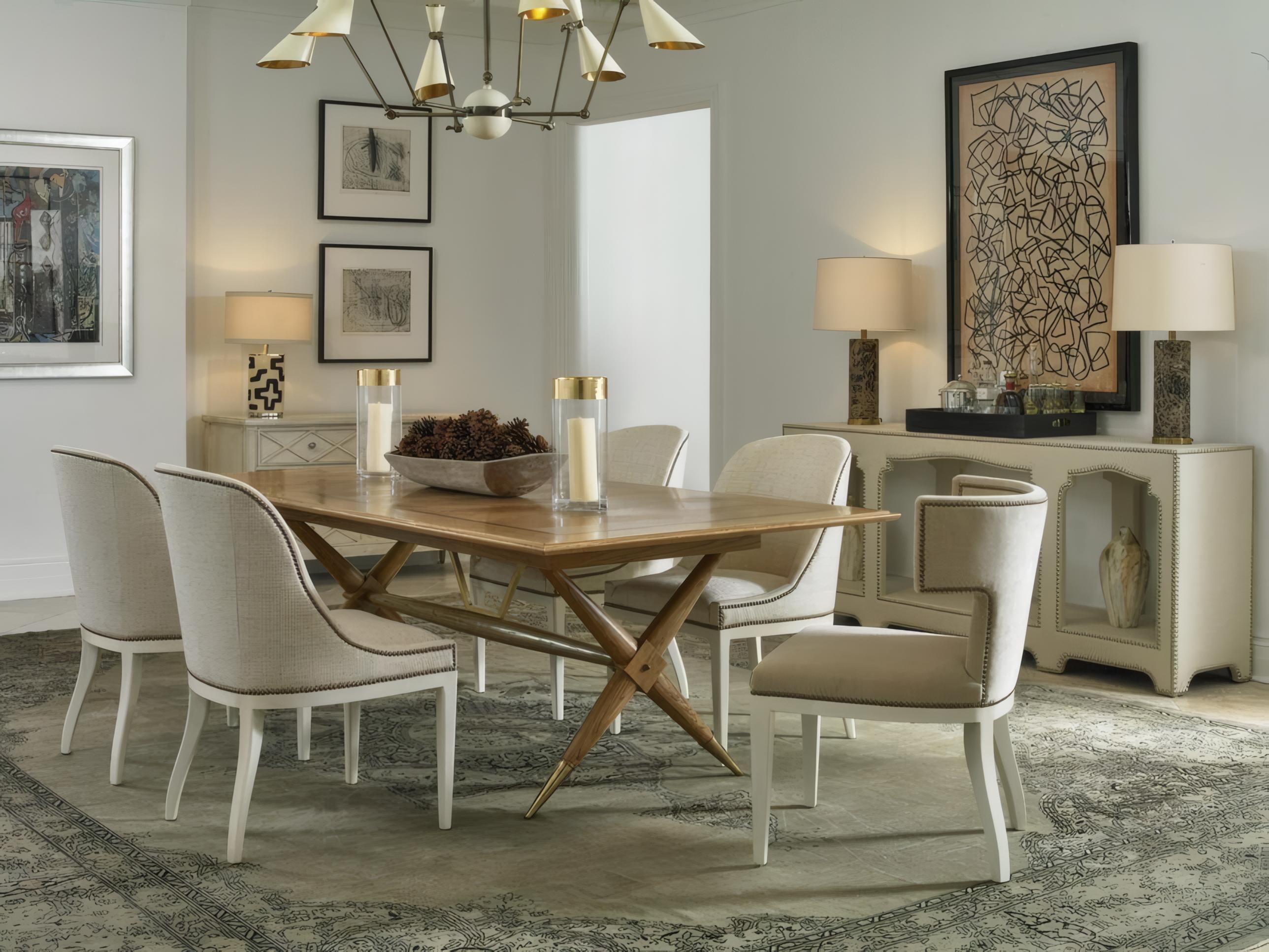 Mr. & Mrs. Howard Dunand Rectangular Wood Natural Oak Dining Table