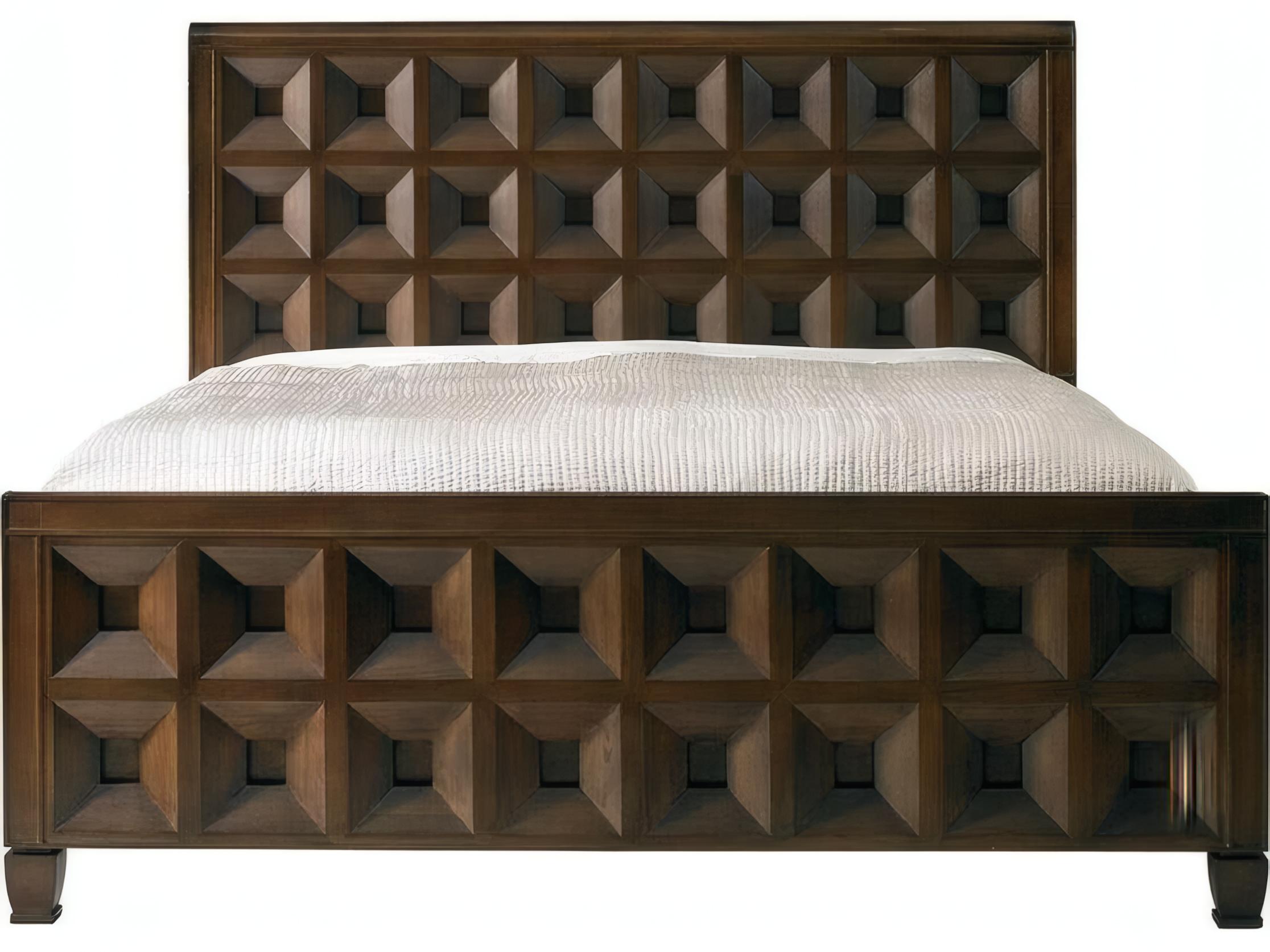 Mr. & Mrs. Howard Vice Brown Walnut Wood King Panel Bed