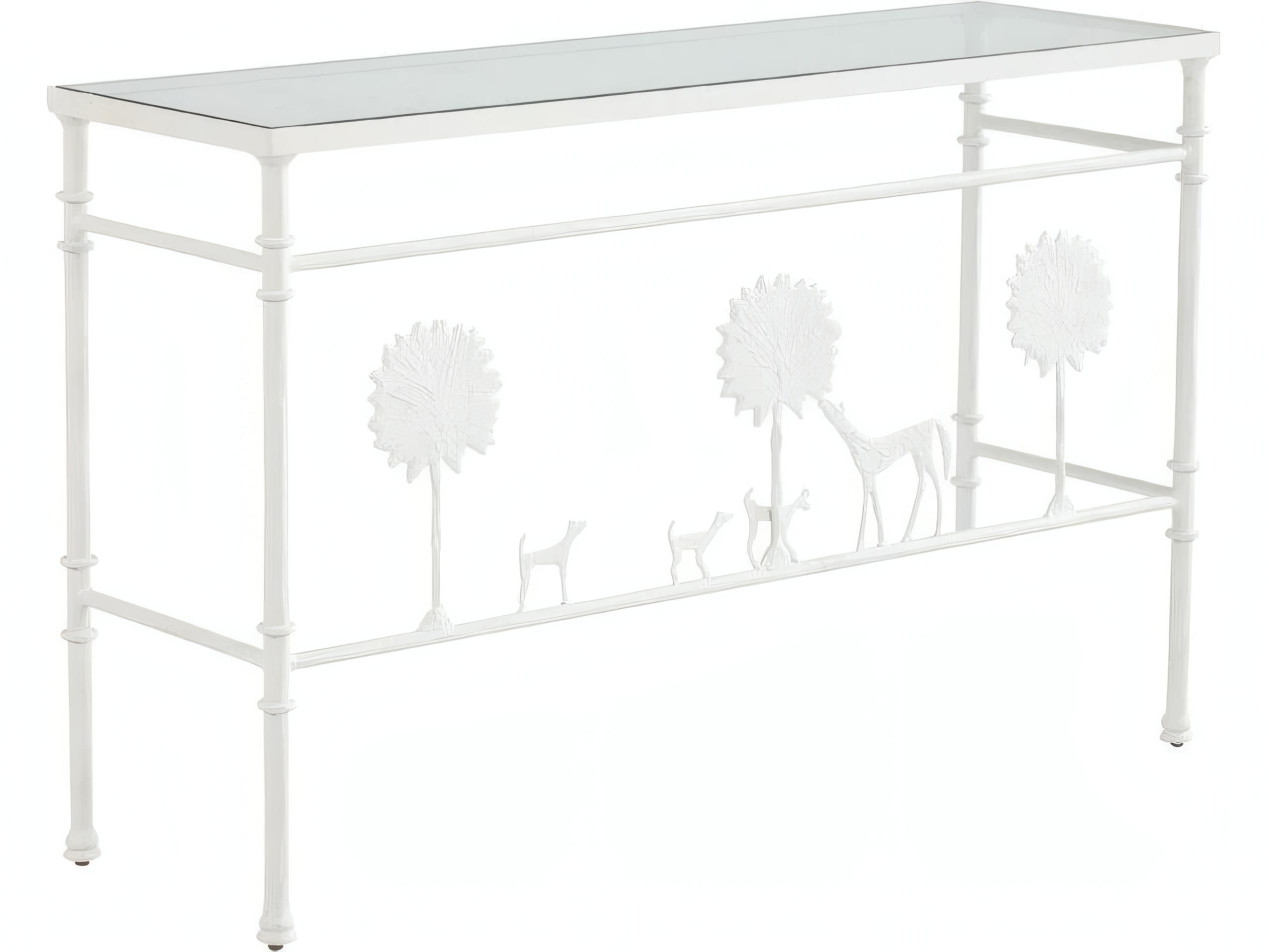Mr. & Mrs. Howard Oskar Rectangular Glass Chalk White Aggregate Console Table