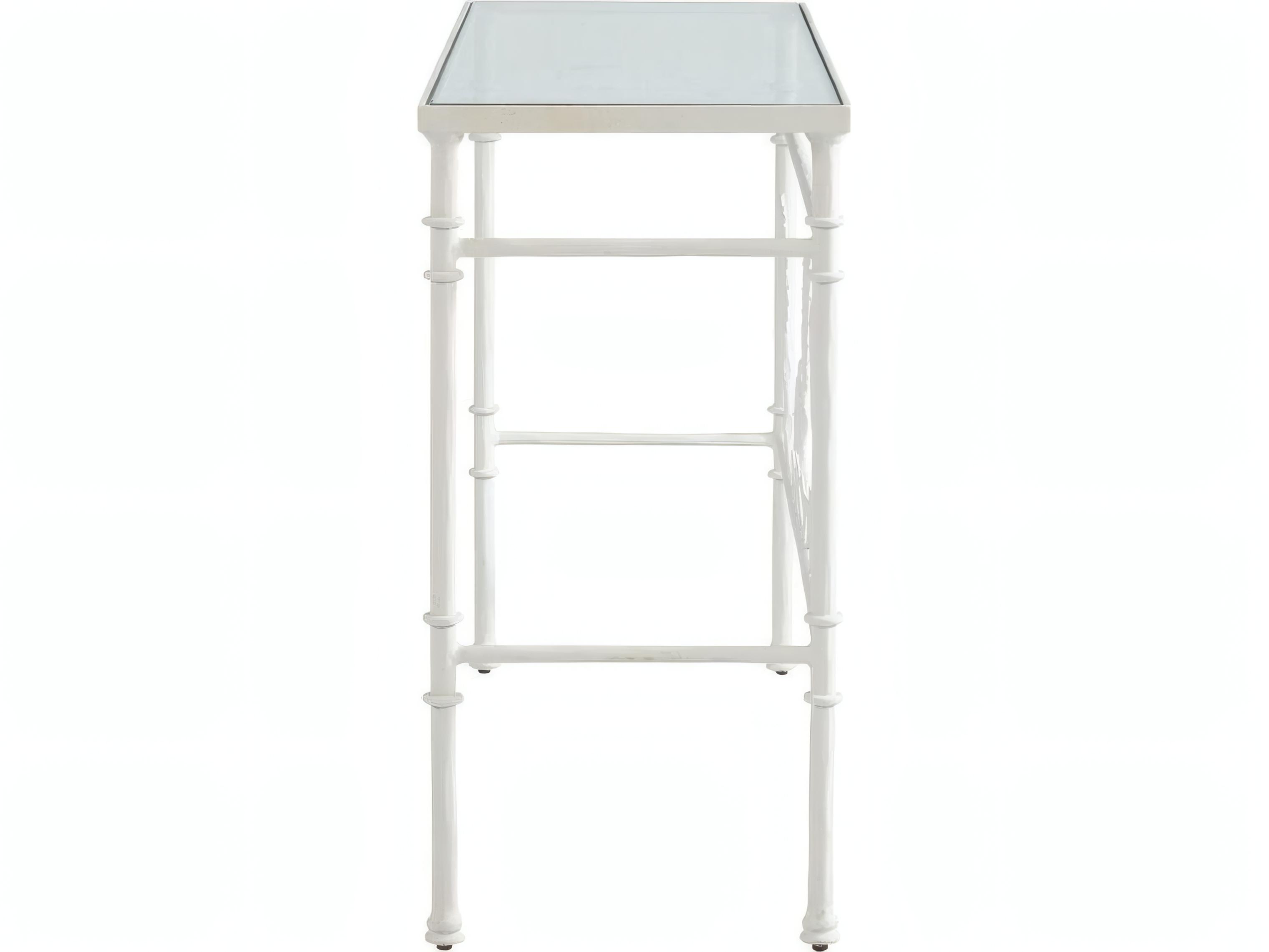 Mr. & Mrs. Howard Oskar Rectangular Glass Chalk White Aggregate Console Table