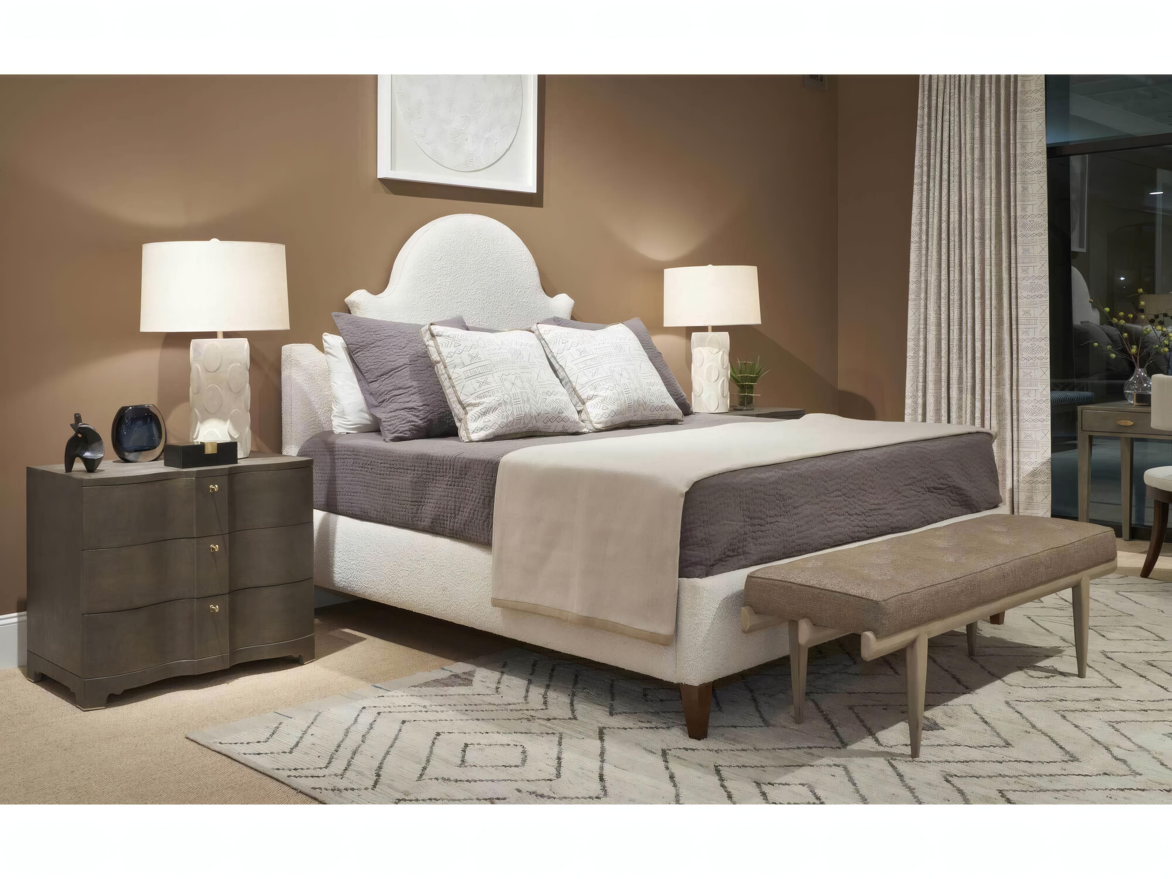 Mr. & Mrs. Howard Lauren Beige Hardwood Upholstered King Panel Bed