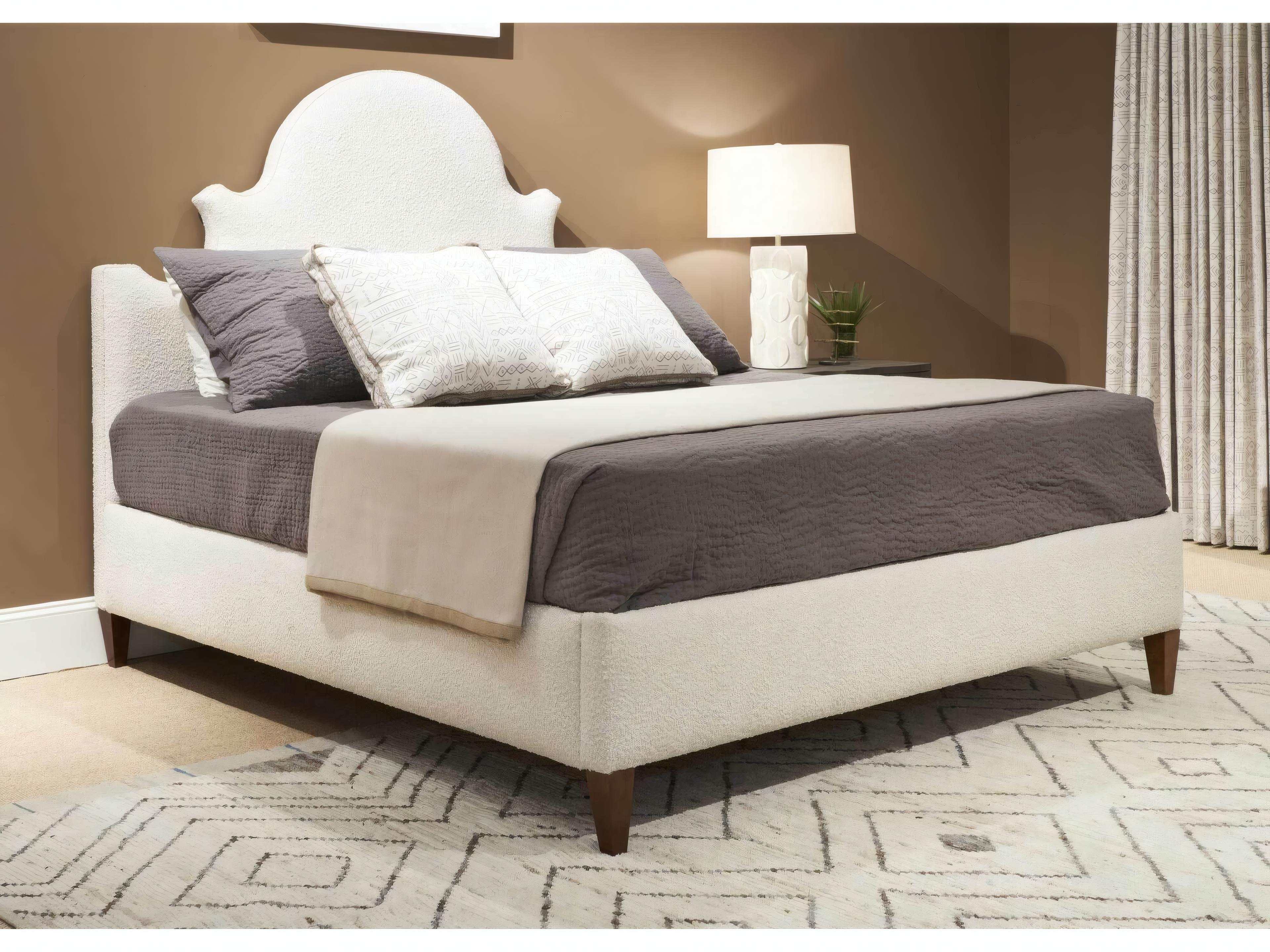 Mr. & Mrs. Howard Lauren Beige Hardwood Upholstered King Panel Bed