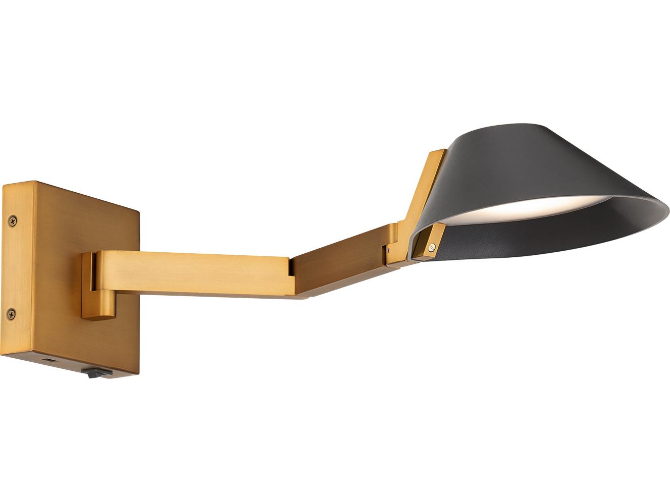 Modern Forms Pavilion 1-Light Black Aged Brass Swing Wall Sconce