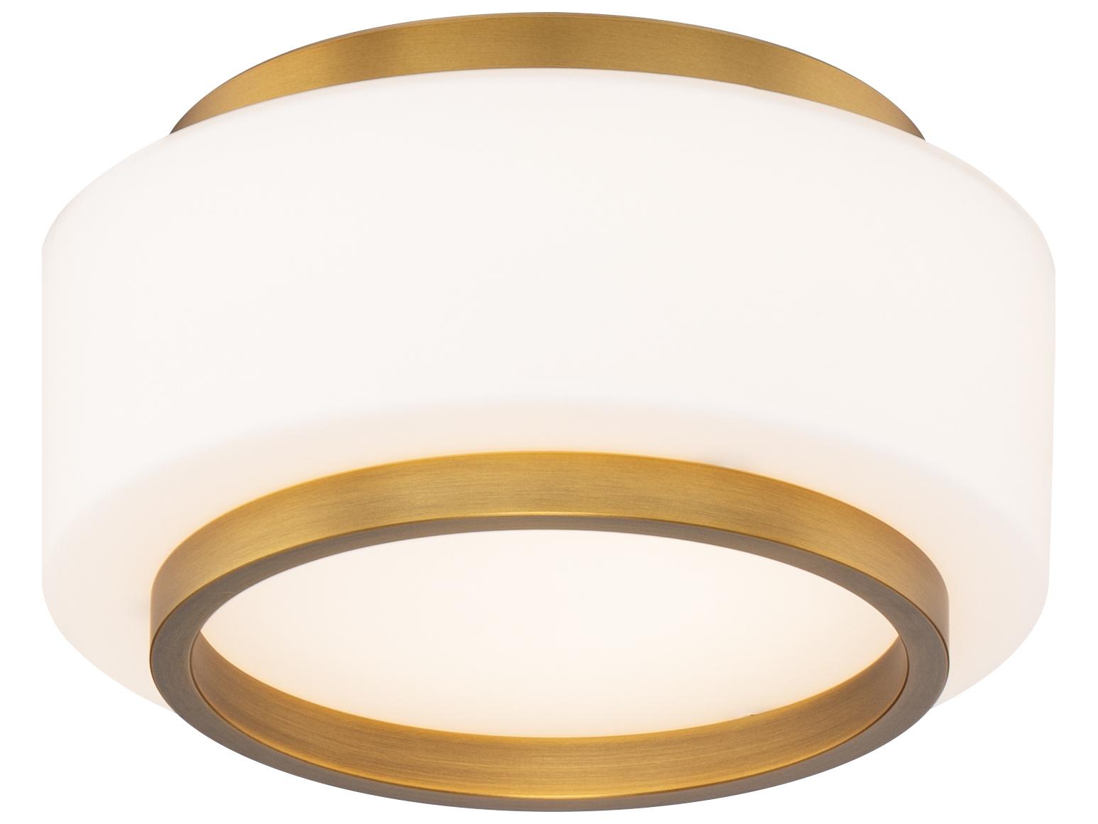 Modern Forms Preston 1-Light Aged Brass Drum Flush Mount