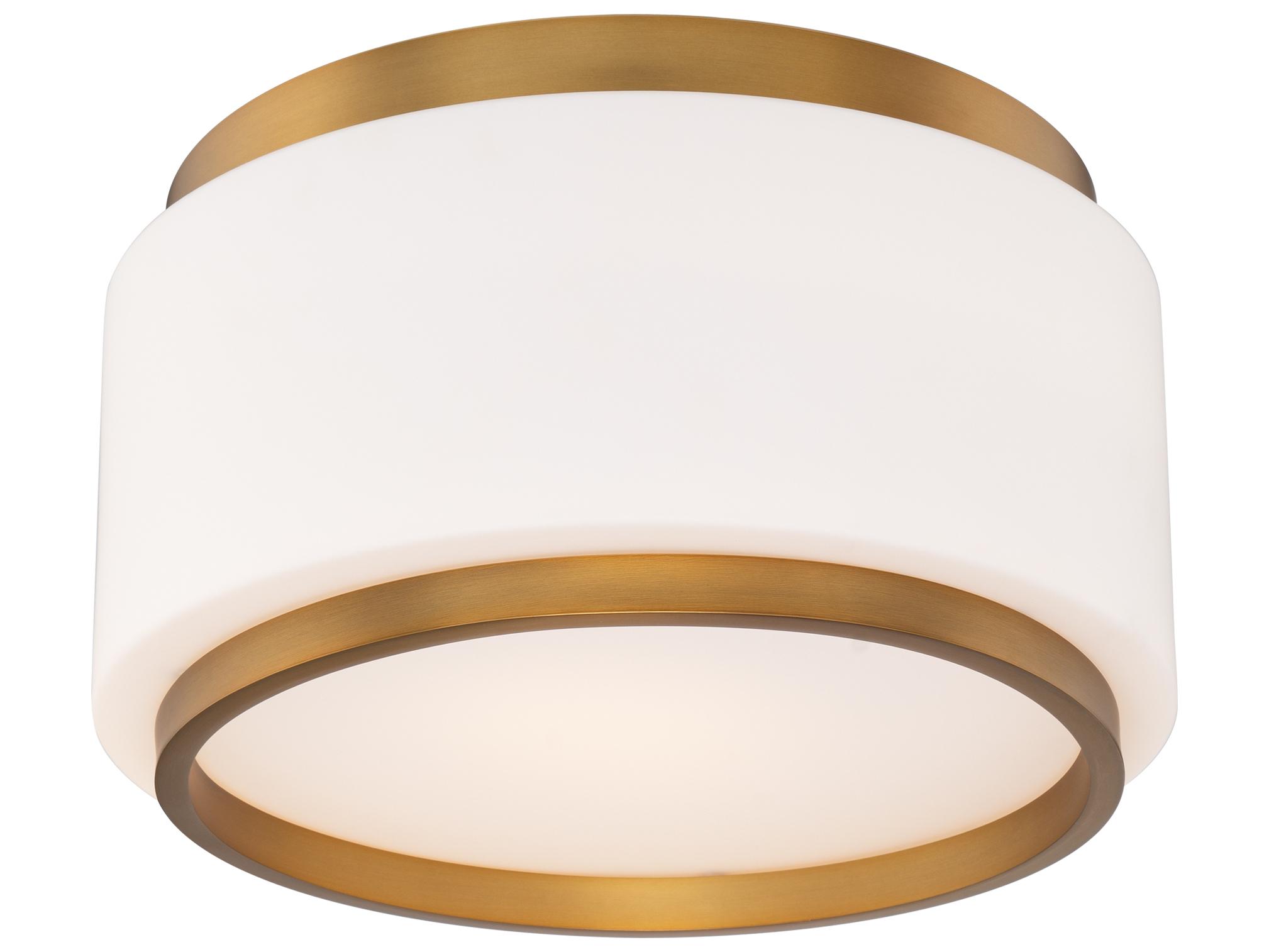 Modern Forms Preston 1-Light Aged Brass Drum Flush Mount