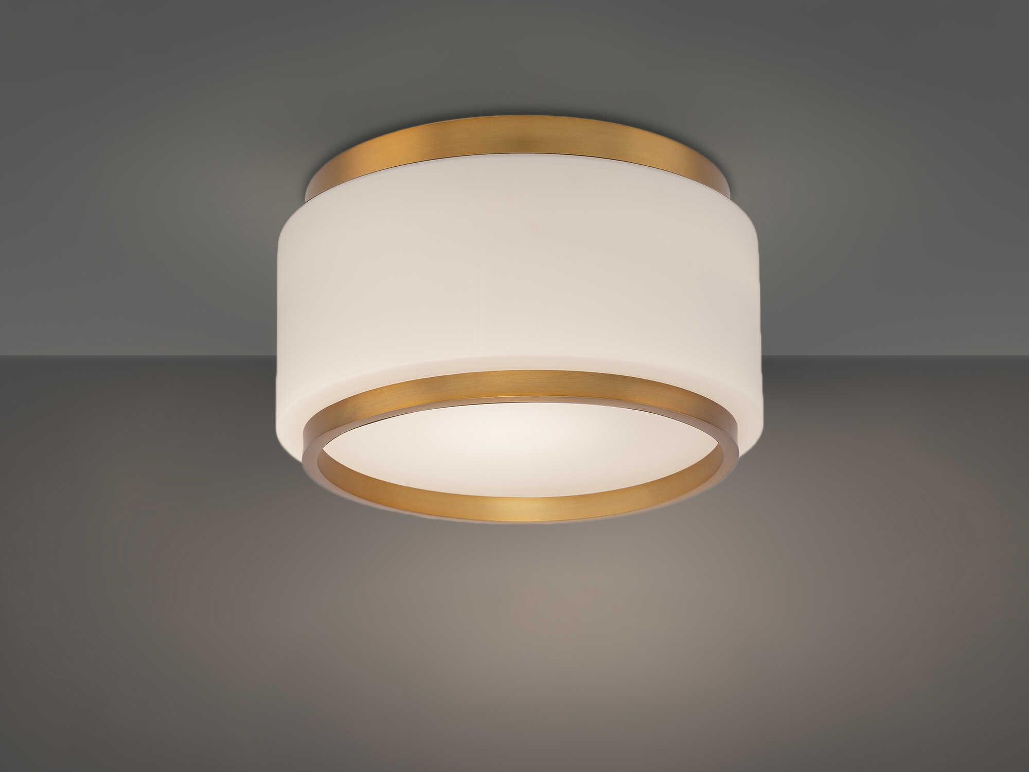 Modern Forms Preston 1-Light Aged Brass Drum Flush Mount