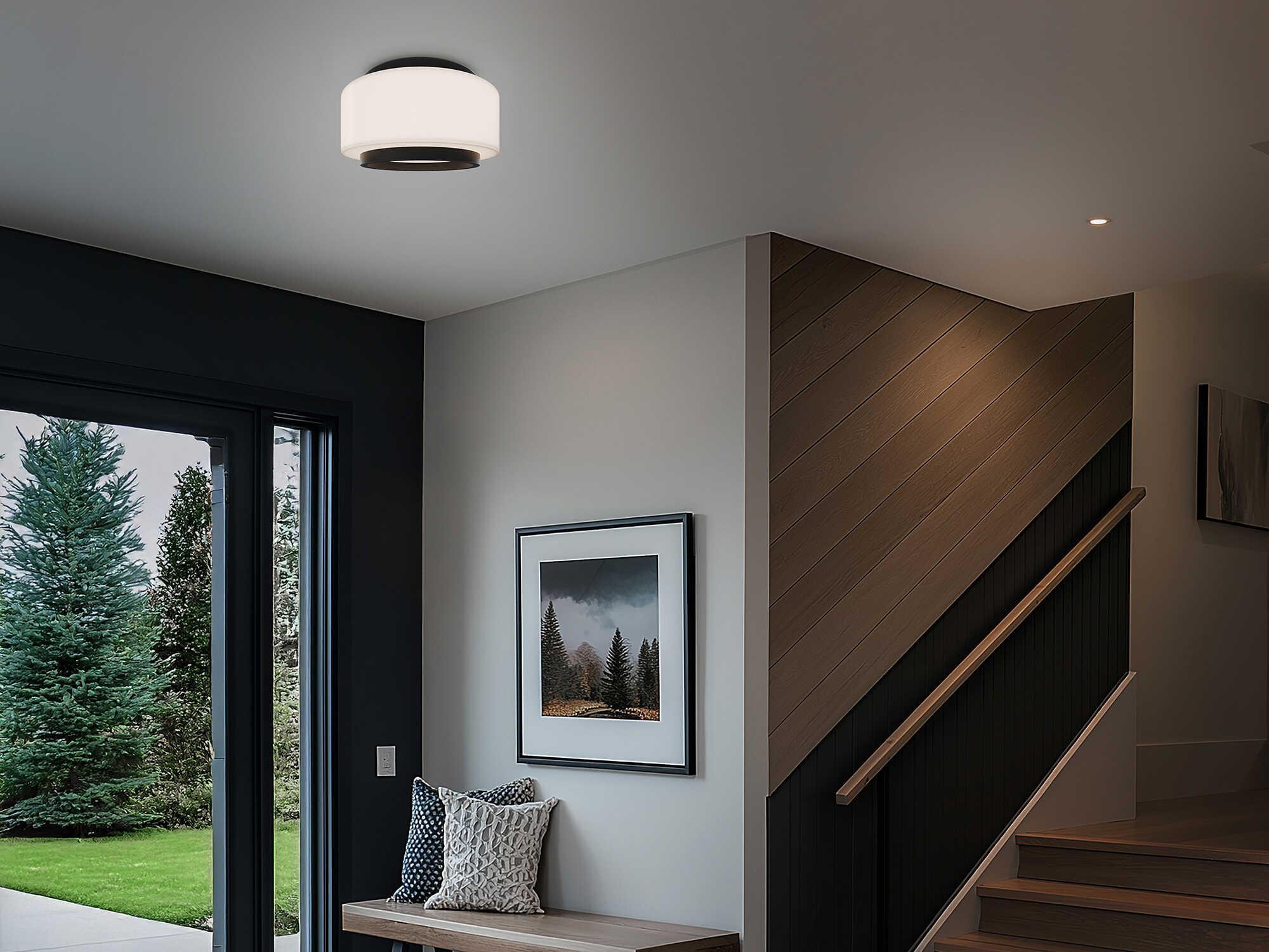 Modern Forms Preston 1-Light Black Drum Flush Mount