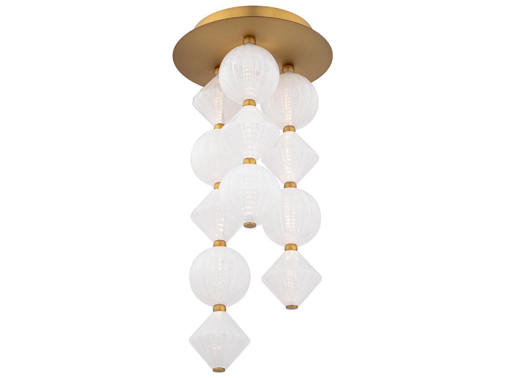 Modern Forms Pearla 12-Light Aged Brass Geometric Semi Flush Mount