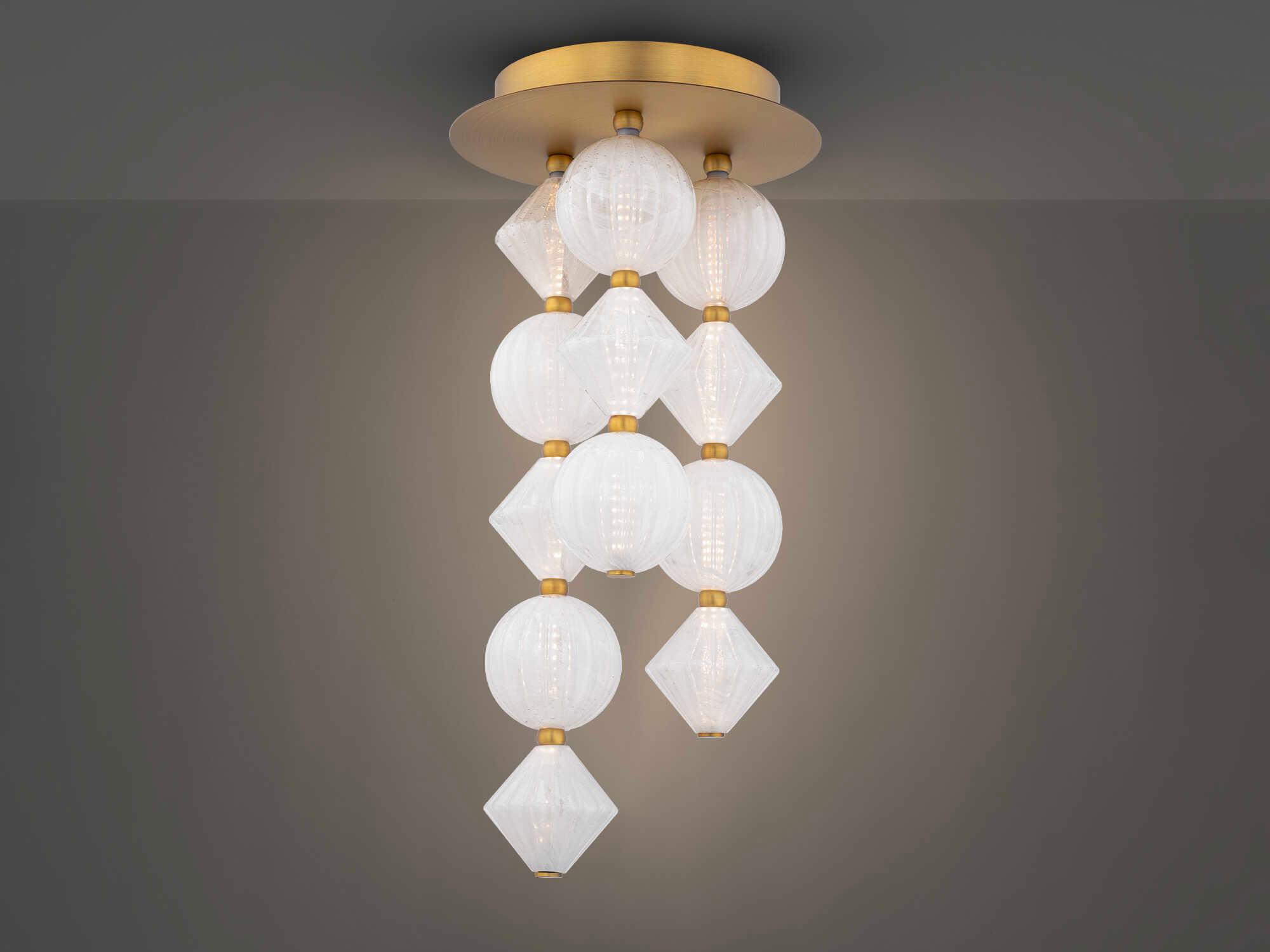 Modern Forms Pearla 12-Light Aged Brass Geometric Semi Flush Mount