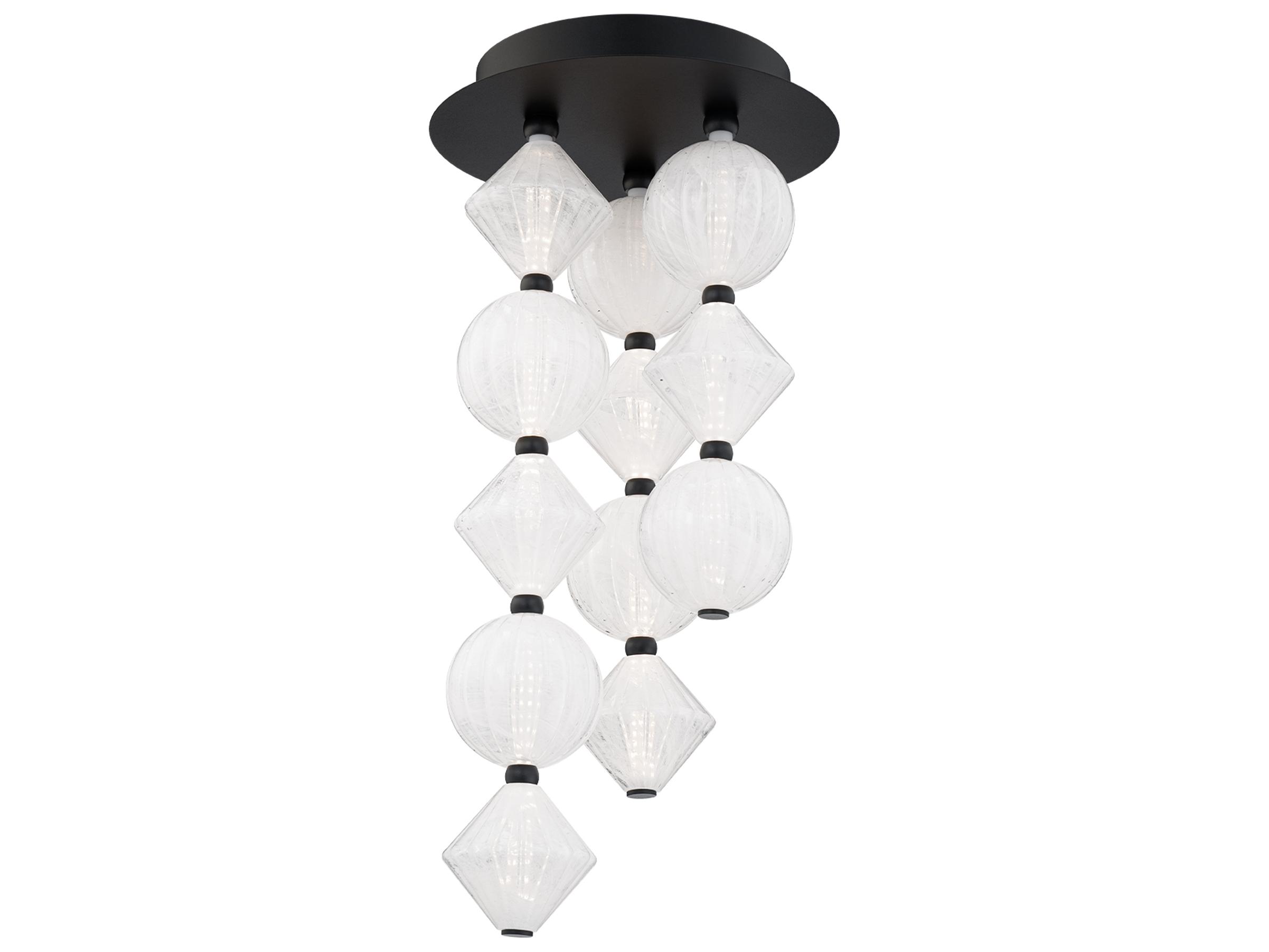 Modern Forms Pearla 12-Light Black Geometric Semi Flush Mount