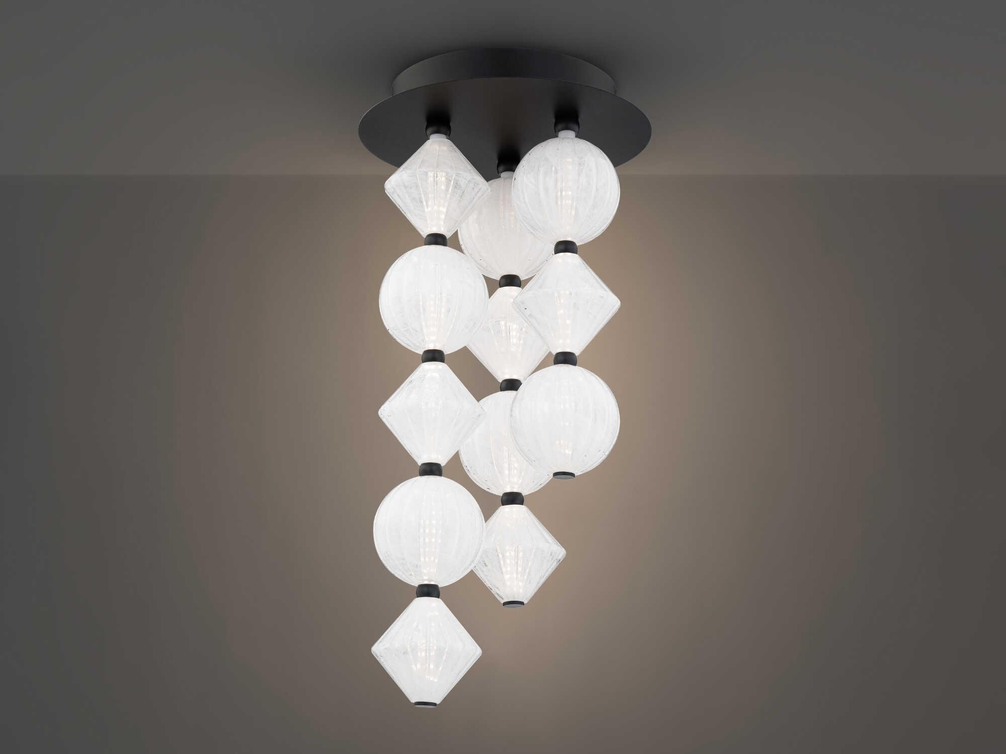 Modern Forms Pearla 12-Light Black Geometric Semi Flush Mount