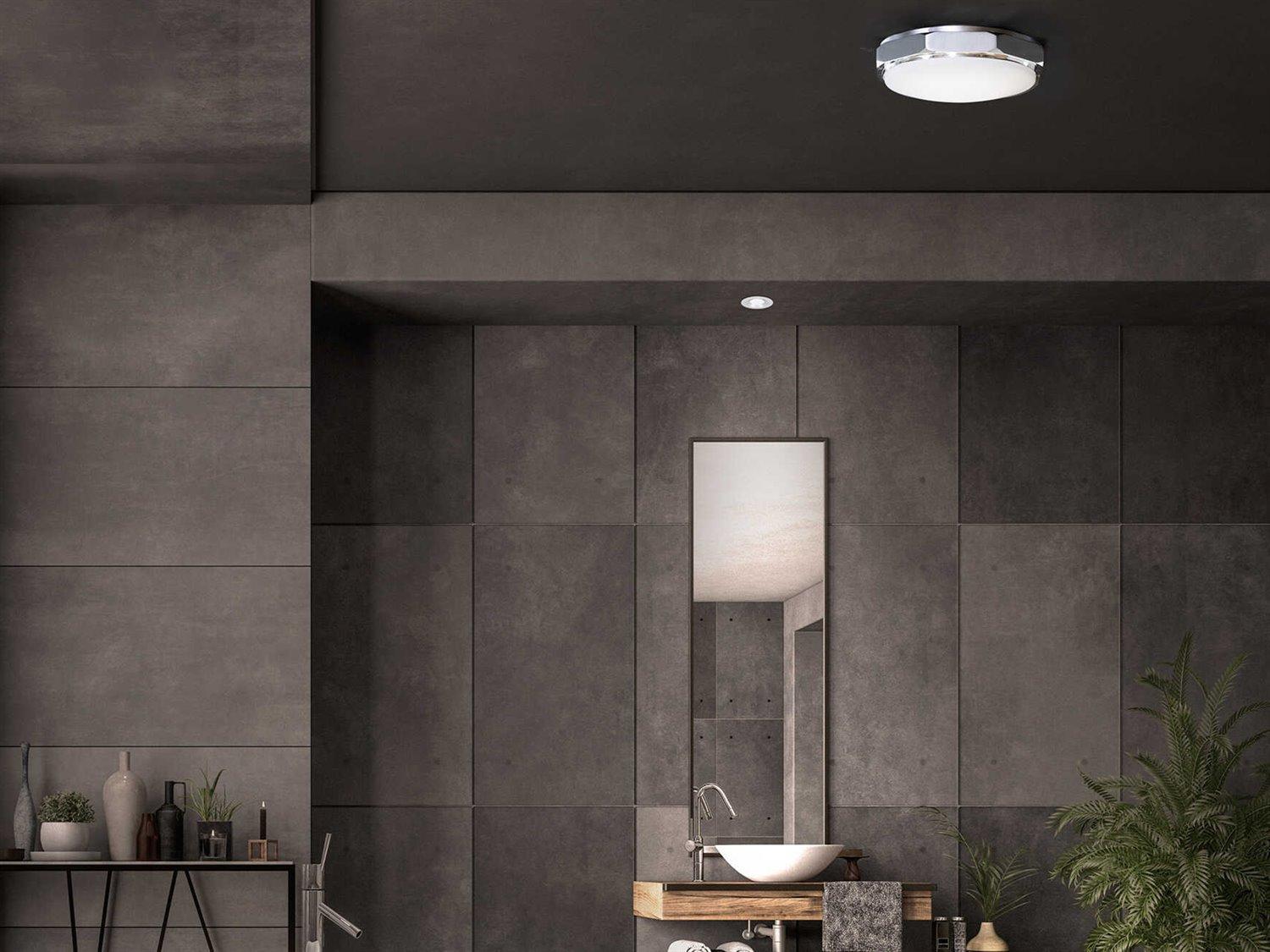 Modern Forms Grommet 1-Light Polished Nickel Glass LED Round Flush Mount