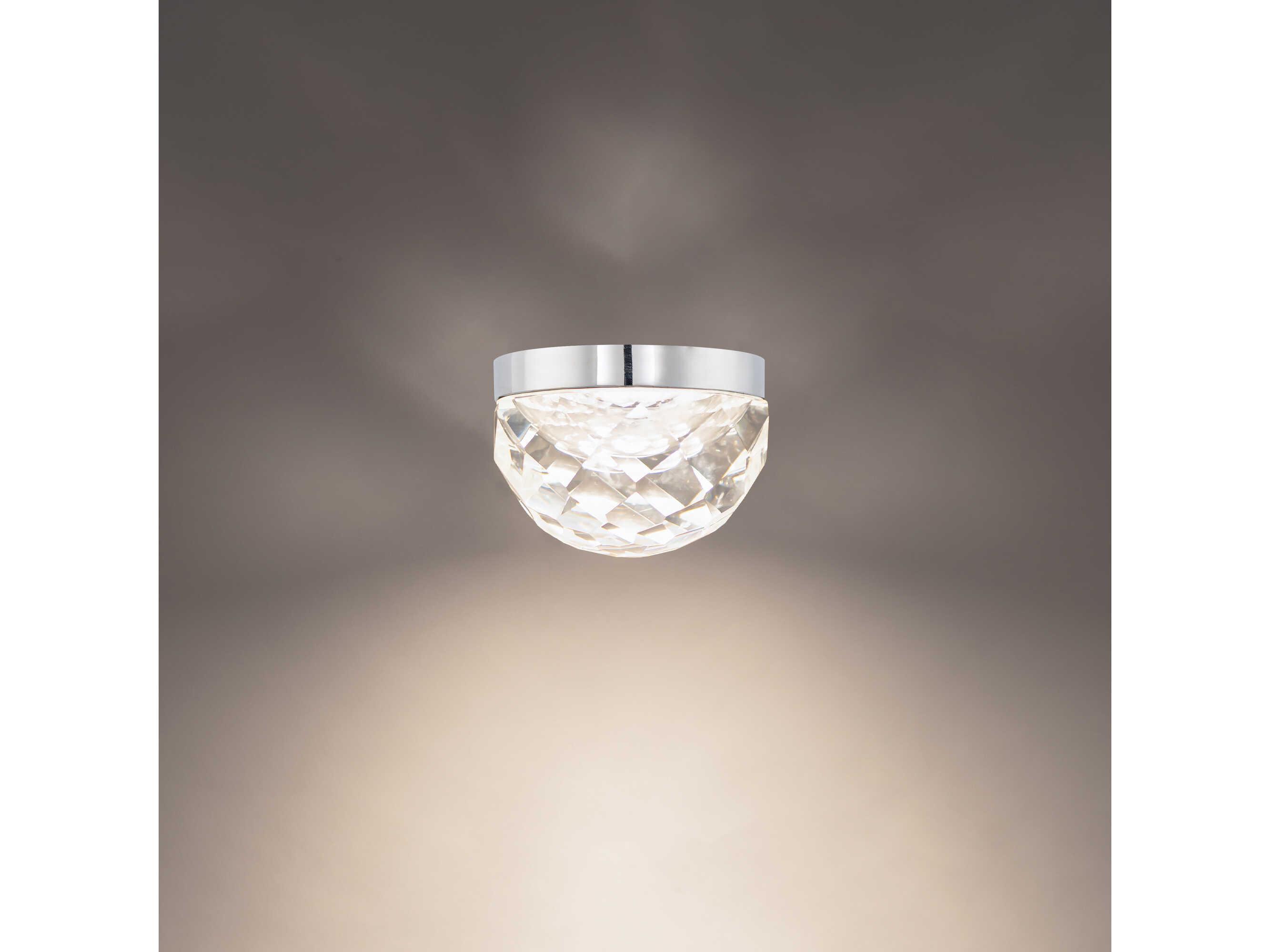 Modern Forms Cascade 1-Light Polished Nickel Crystal LED Dome Flush Mount