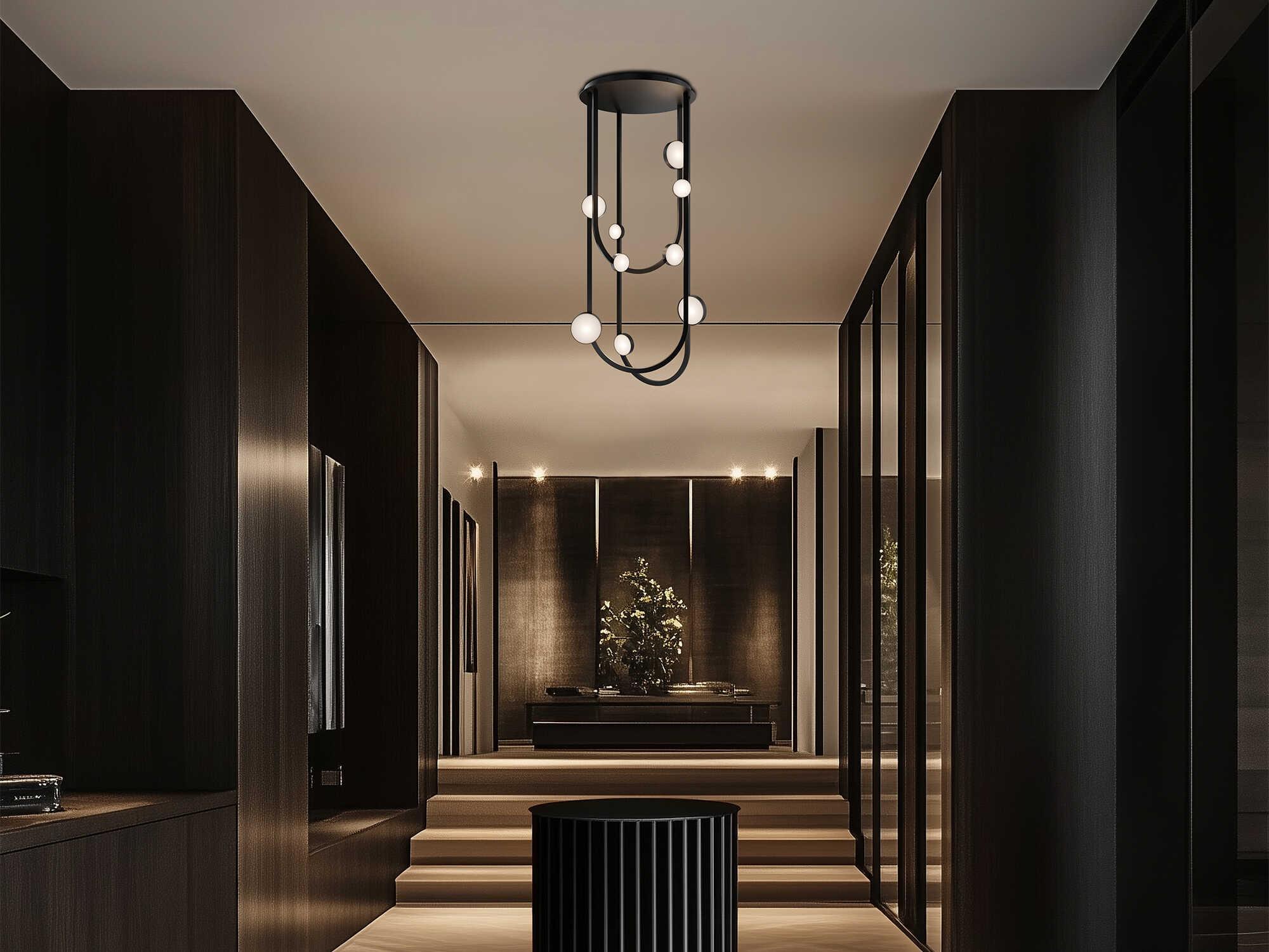 Modern Forms Tableau 10-Light Black Linear Semi Flush Mount