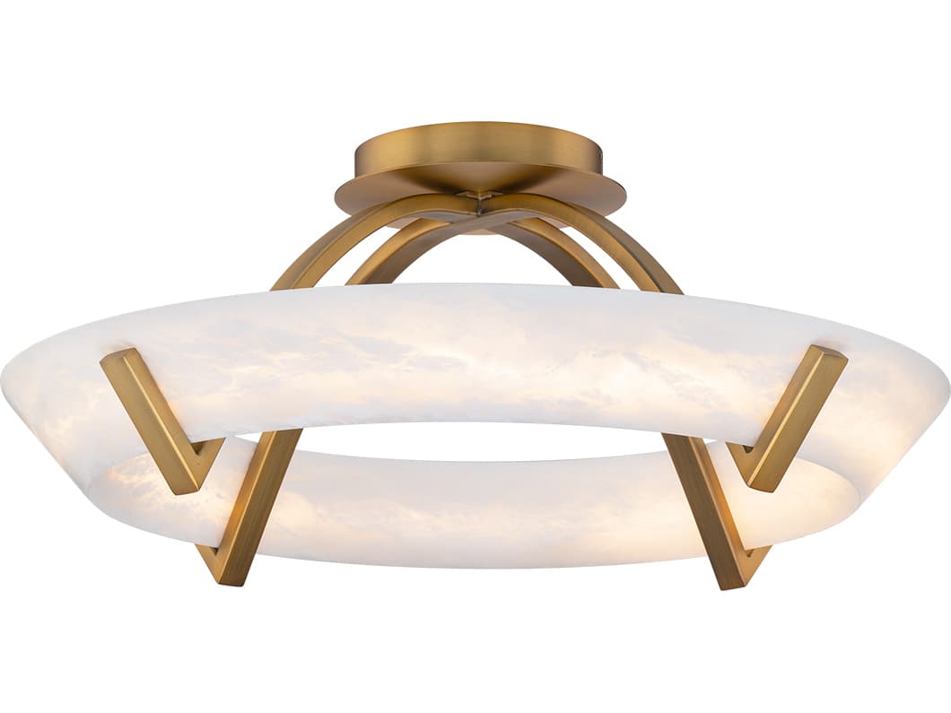 Modern Forms Copa 1-Light Aged Brass Round Semi Flush Mount