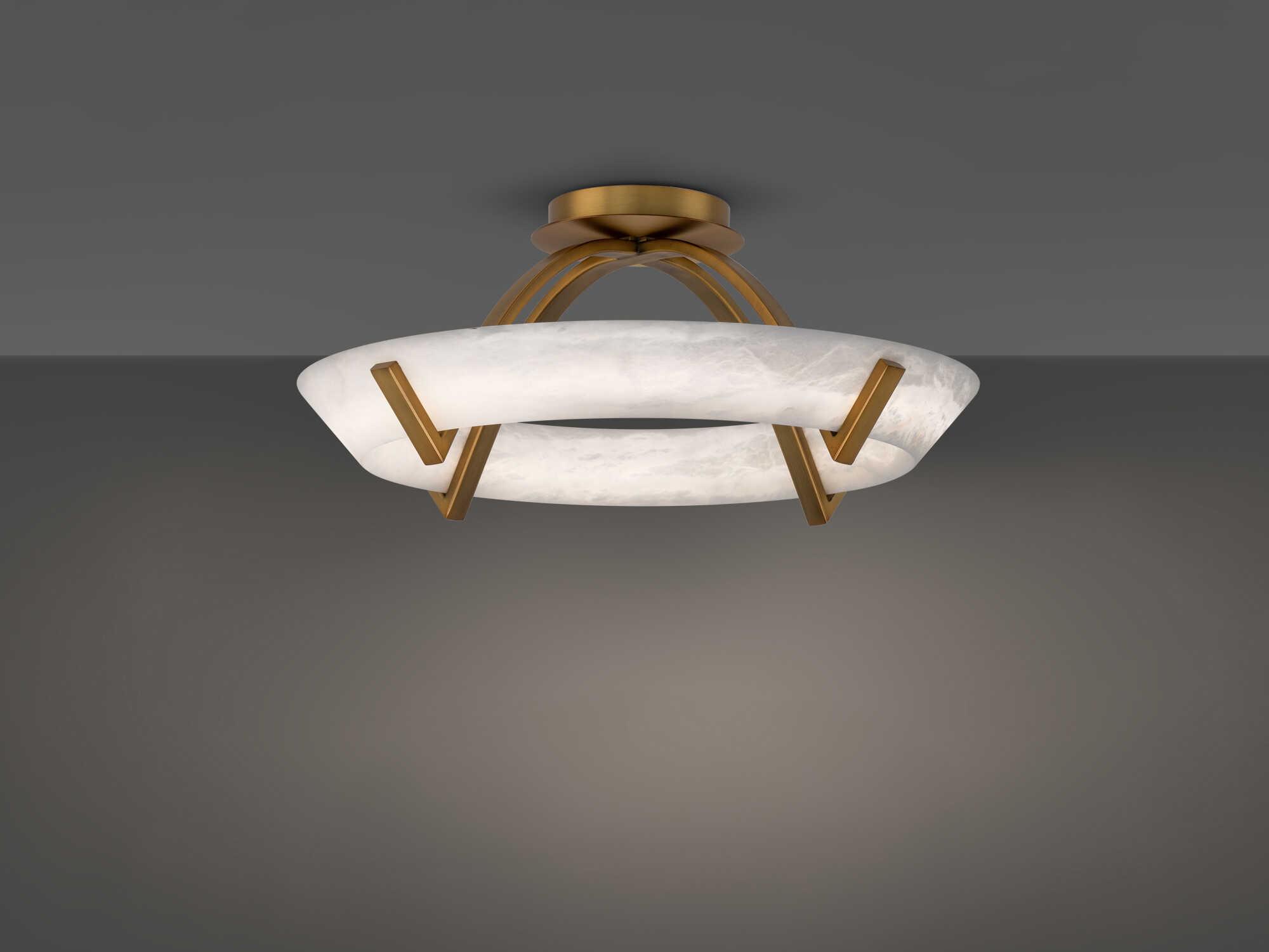 Modern Forms Copa 1-Light Aged Brass Round Semi Flush Mount