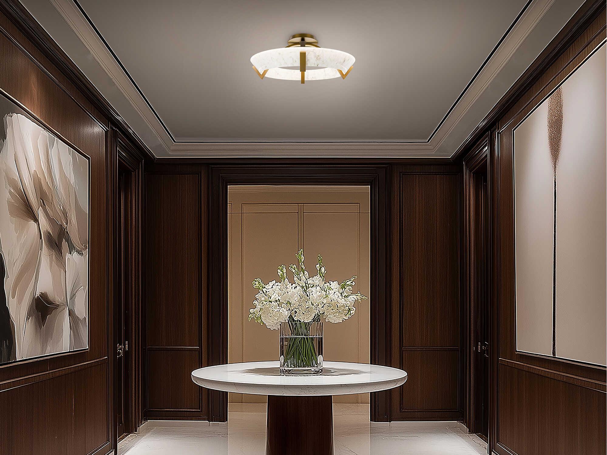 Modern Forms Copa 1-Light Aged Brass Round Semi Flush Mount