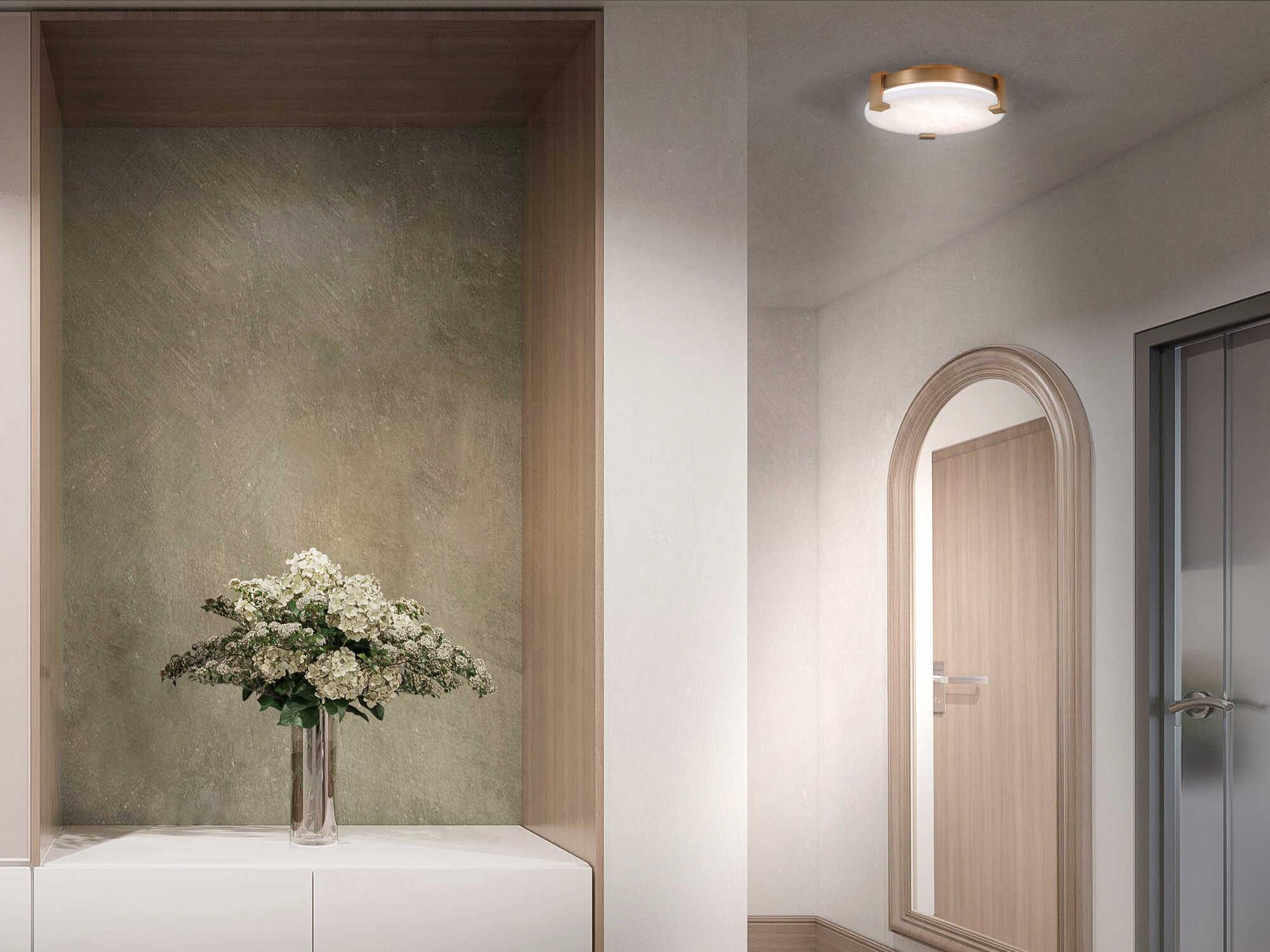 Modern Forms Catalonia 1-Light Aged Brass LED Round Flush Mount