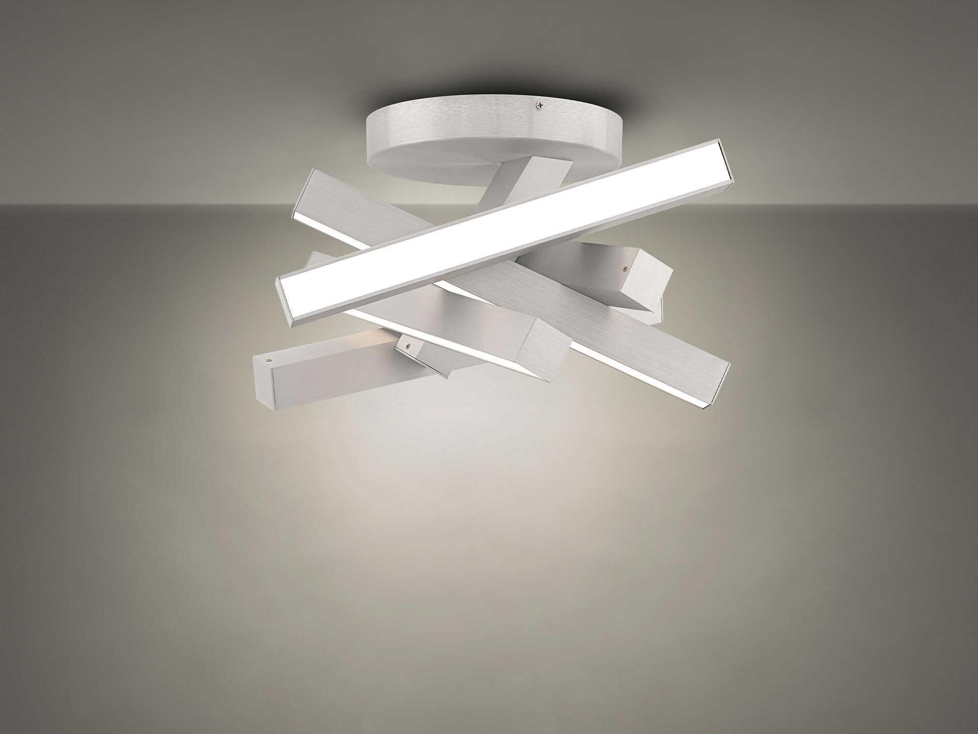 Modern Forms Chaos 5-Light Brushed Aluminum Silver Geometric Semi Flush Mount