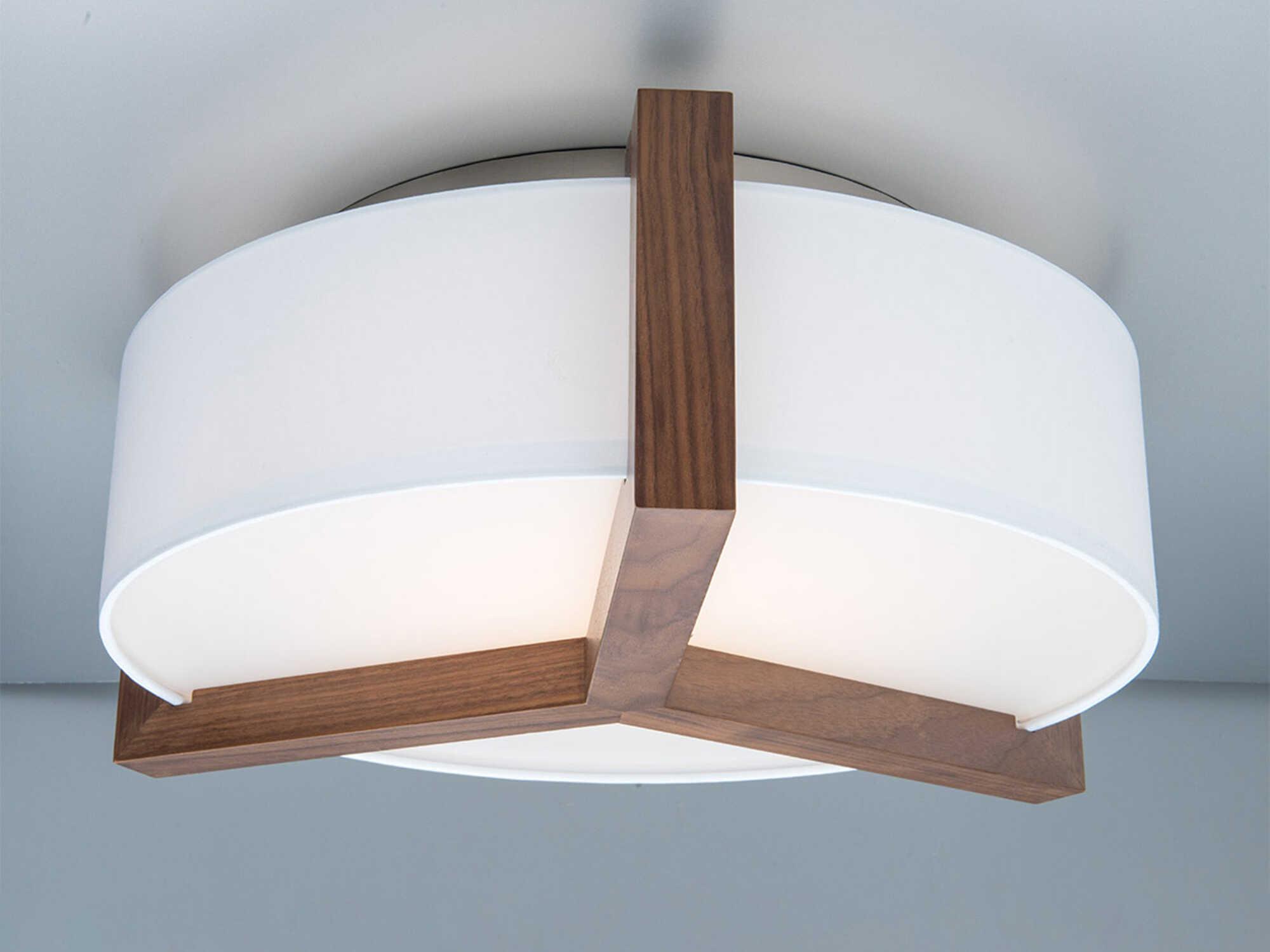Modern Forms Segment 1-Light Dark Walnut Brown LED Drum Flush Mount